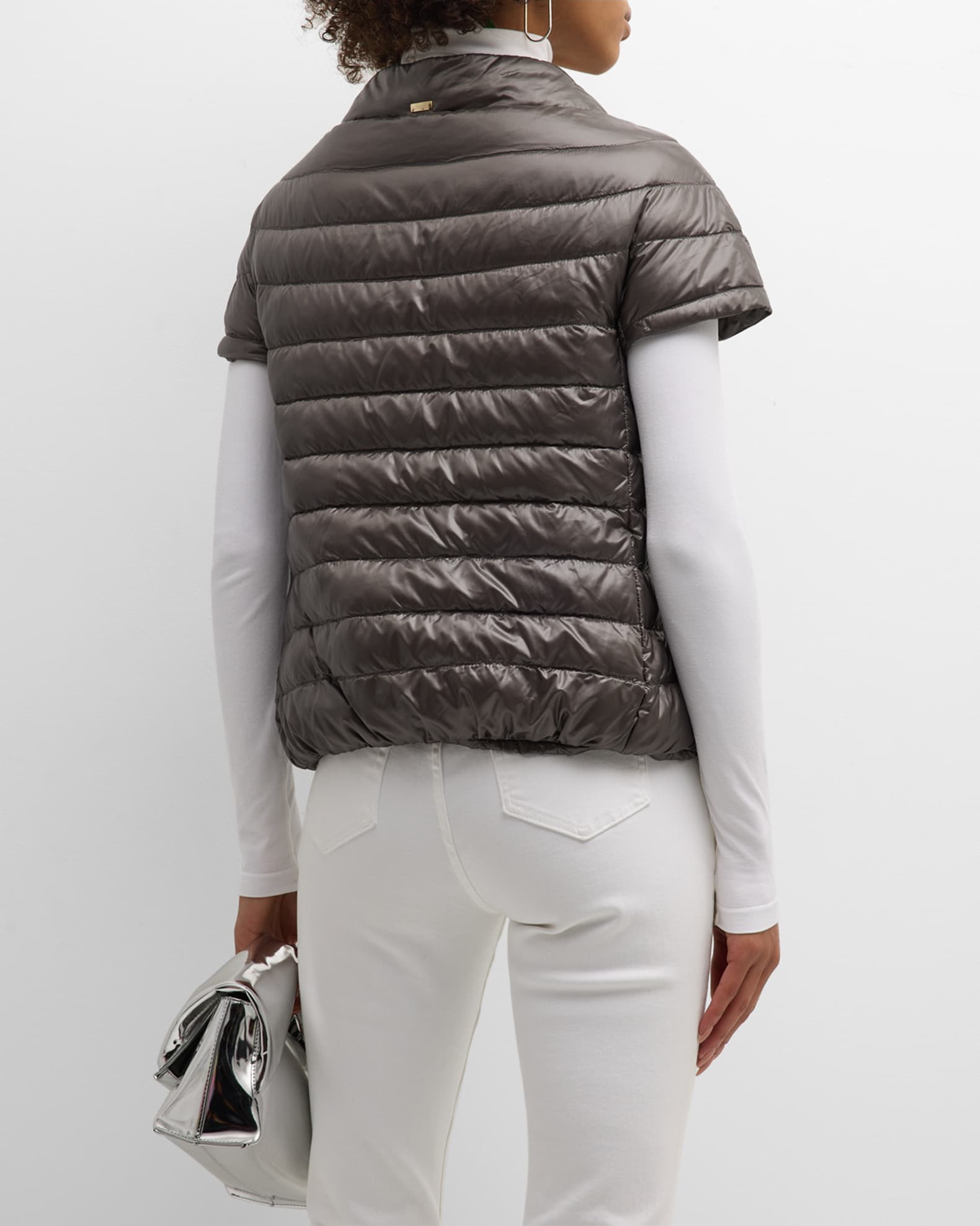 Louis Vuitton Leather Accent Sleeveless Puffer Jacket , Green, 36