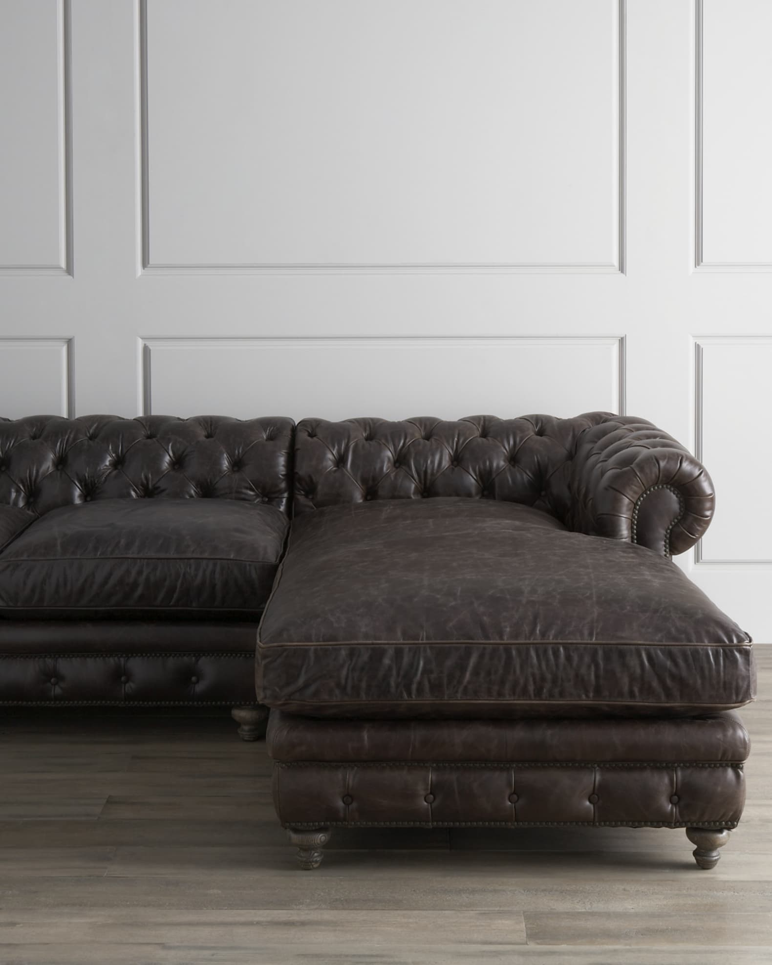Warner Leather Collection Chesterfield Sofas & Chair Neiman Marcus