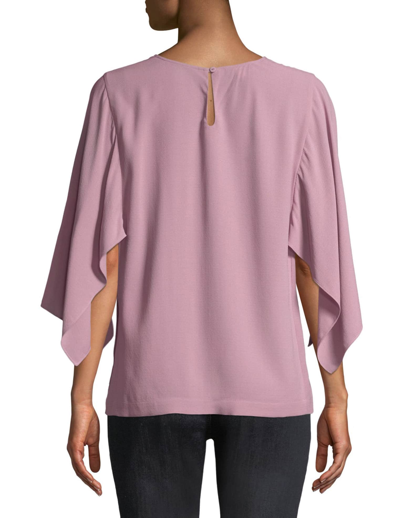 Eileen Fisher Cape-Sleeve Silk Top | Neiman Marcus
