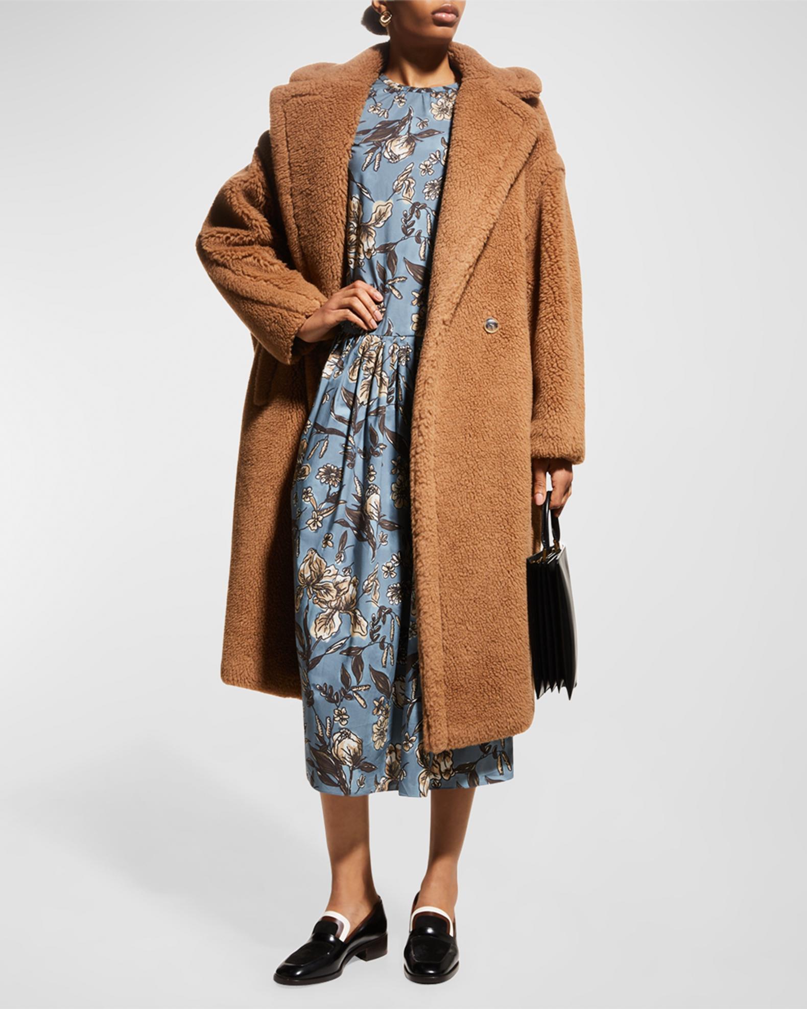 Max Mara Double-Breasted Camel Hair Blend Teddy Coat | Neiman Marcus
