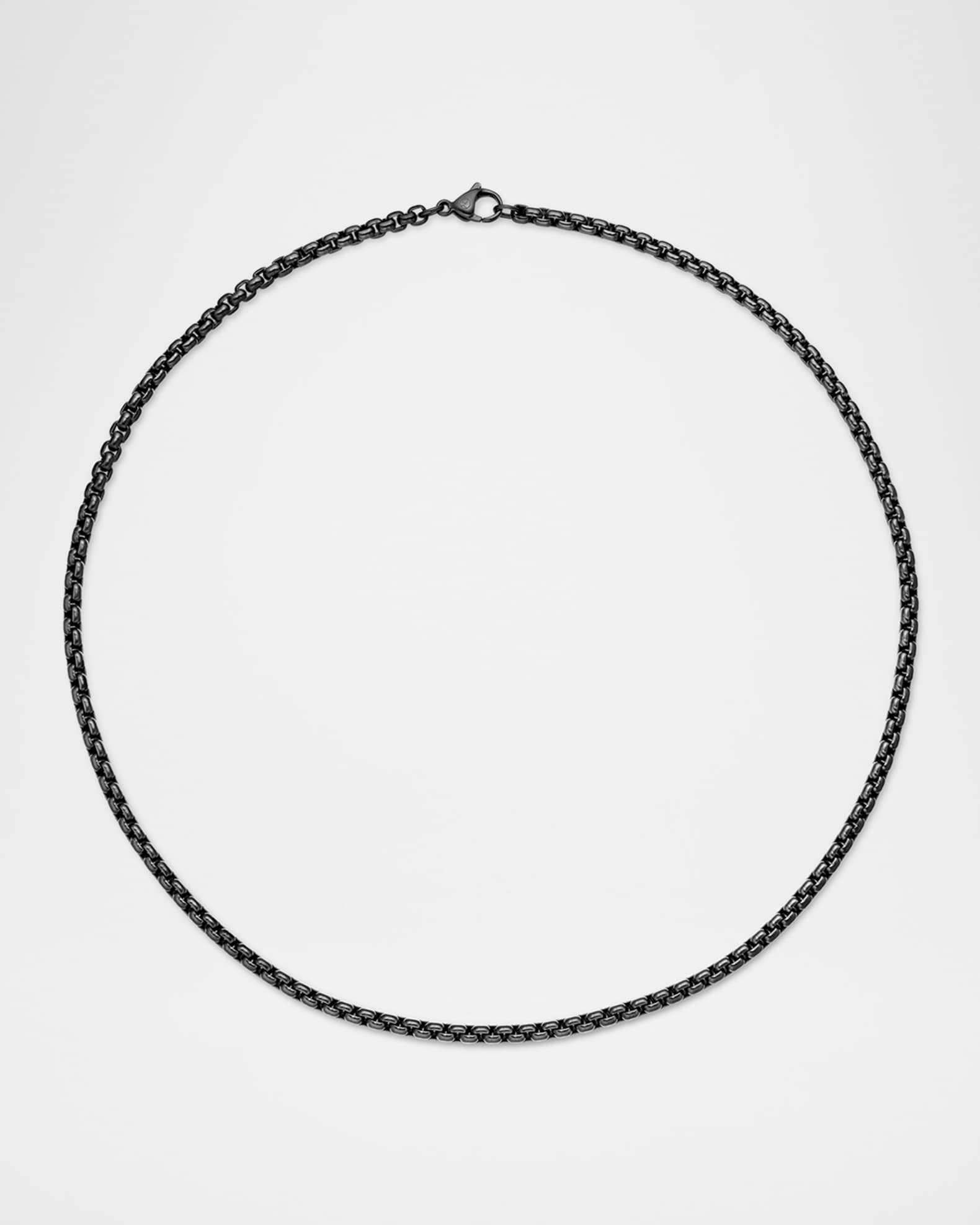 Men's Box Chain Necklace in Darkened Stainless Steel | Neiman Marcus