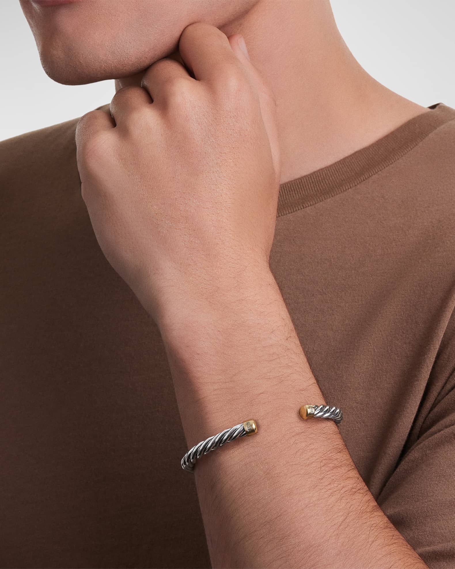 6mm Men's Cable Cuff Bracelet in Silver 1