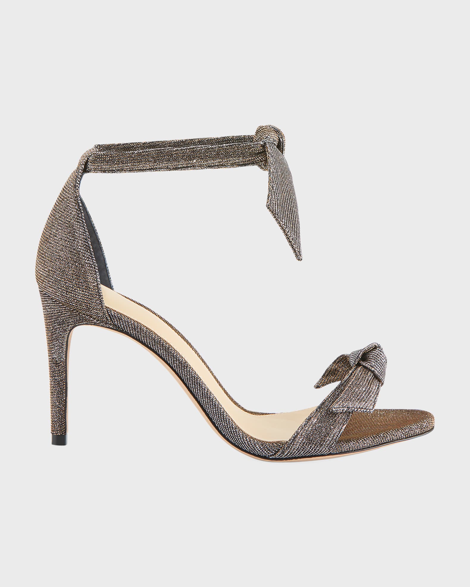 Alexandre Birman Clarita Mid Heel Metallic Evening Fabric Sandals Neiman Marcus
