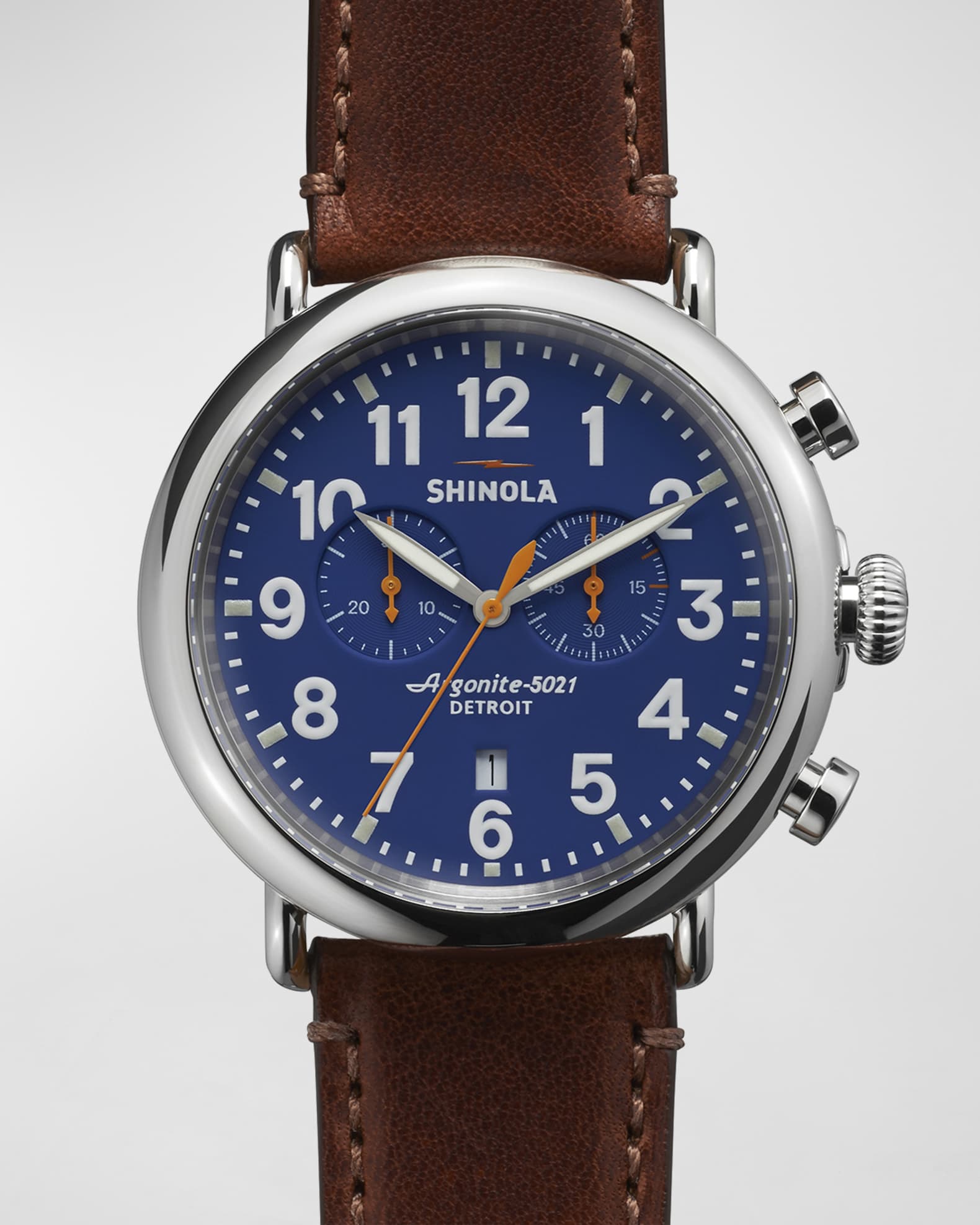 Men's 47mm Runwell Chronograph Men's Watch, Blue/Cognac 0