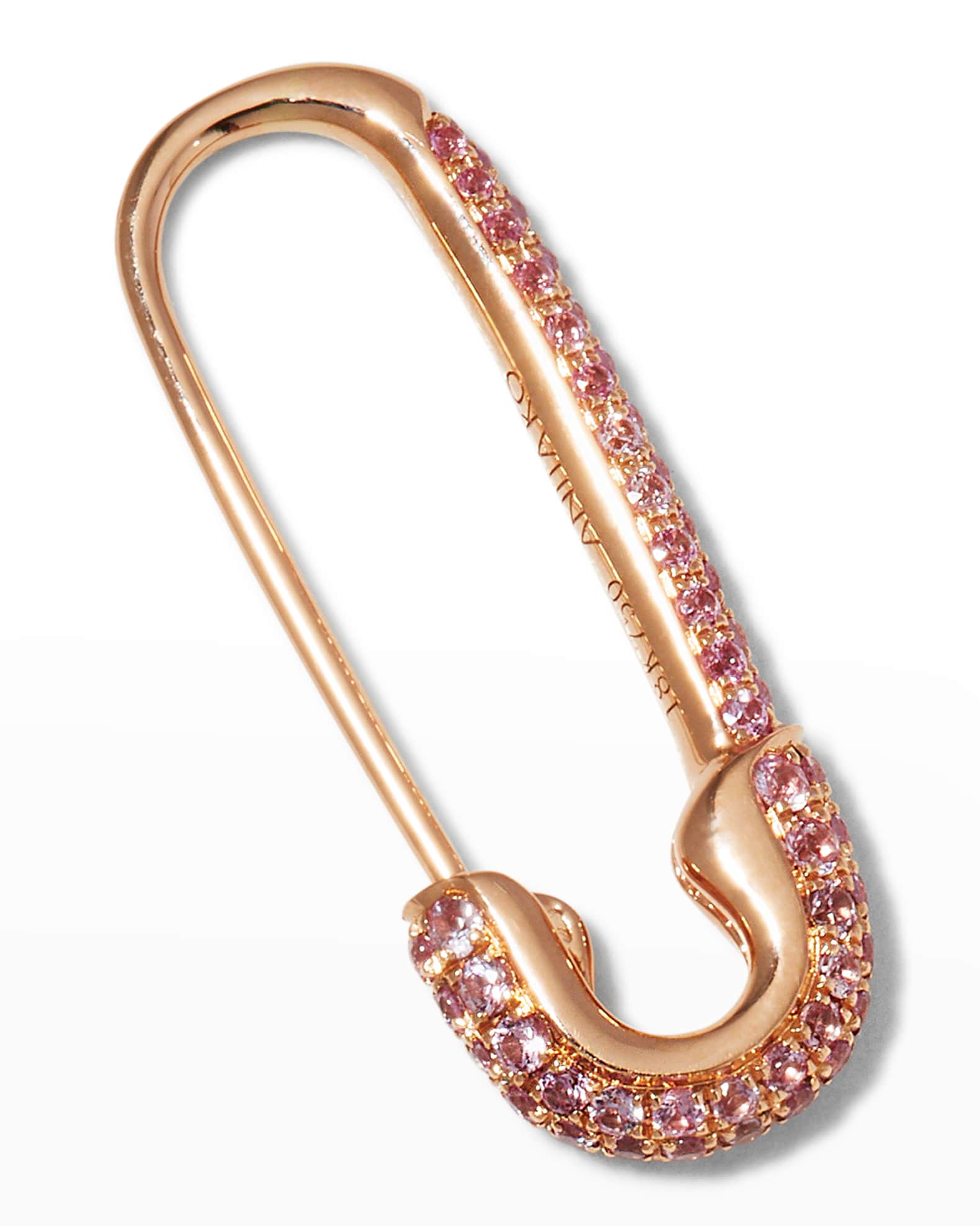 Anita Ko Safety Pin 18kt Rose Gold Earring - Pink