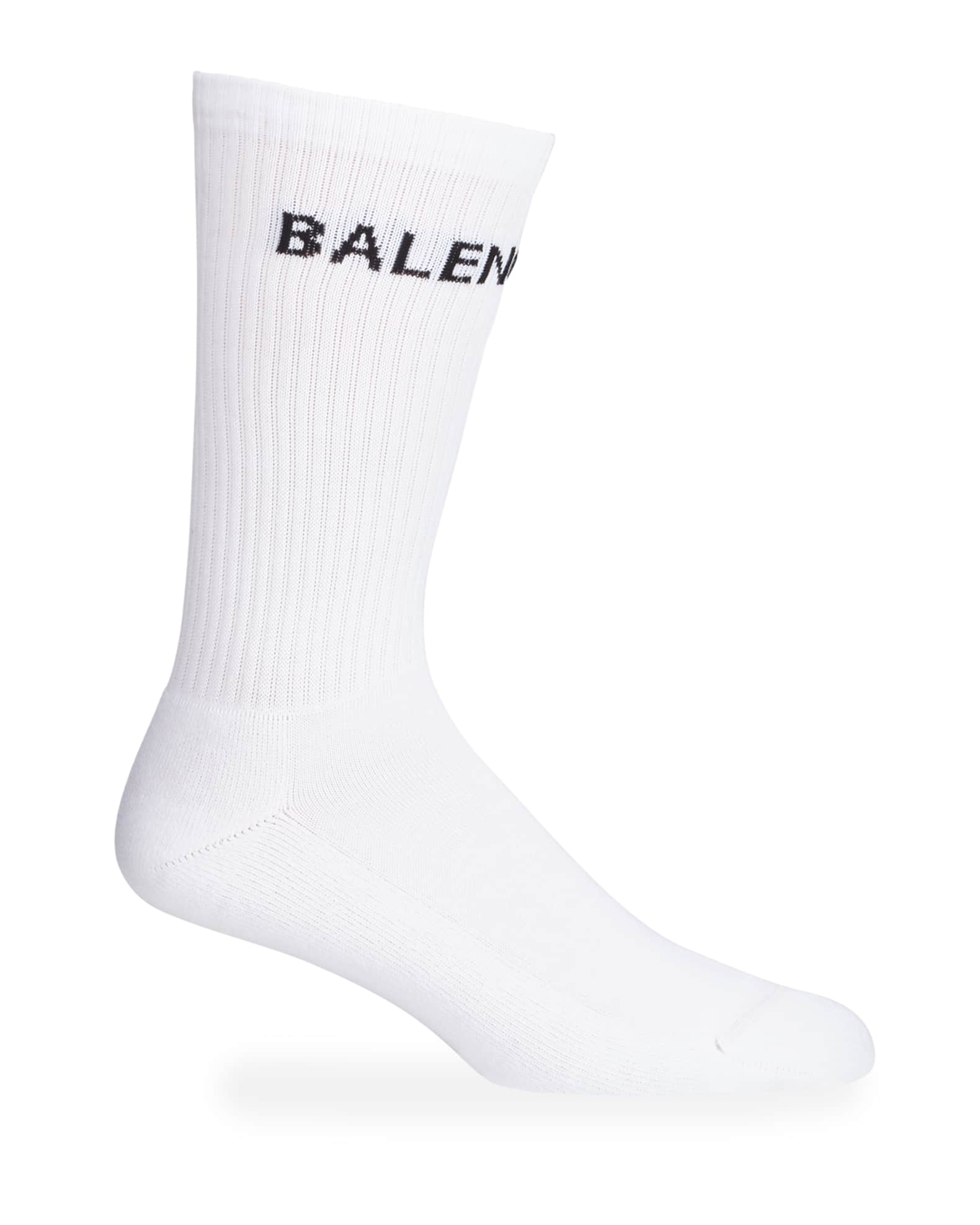 Balenciaga Men's Logo-Knit Tennis Socks | Neiman Marcus