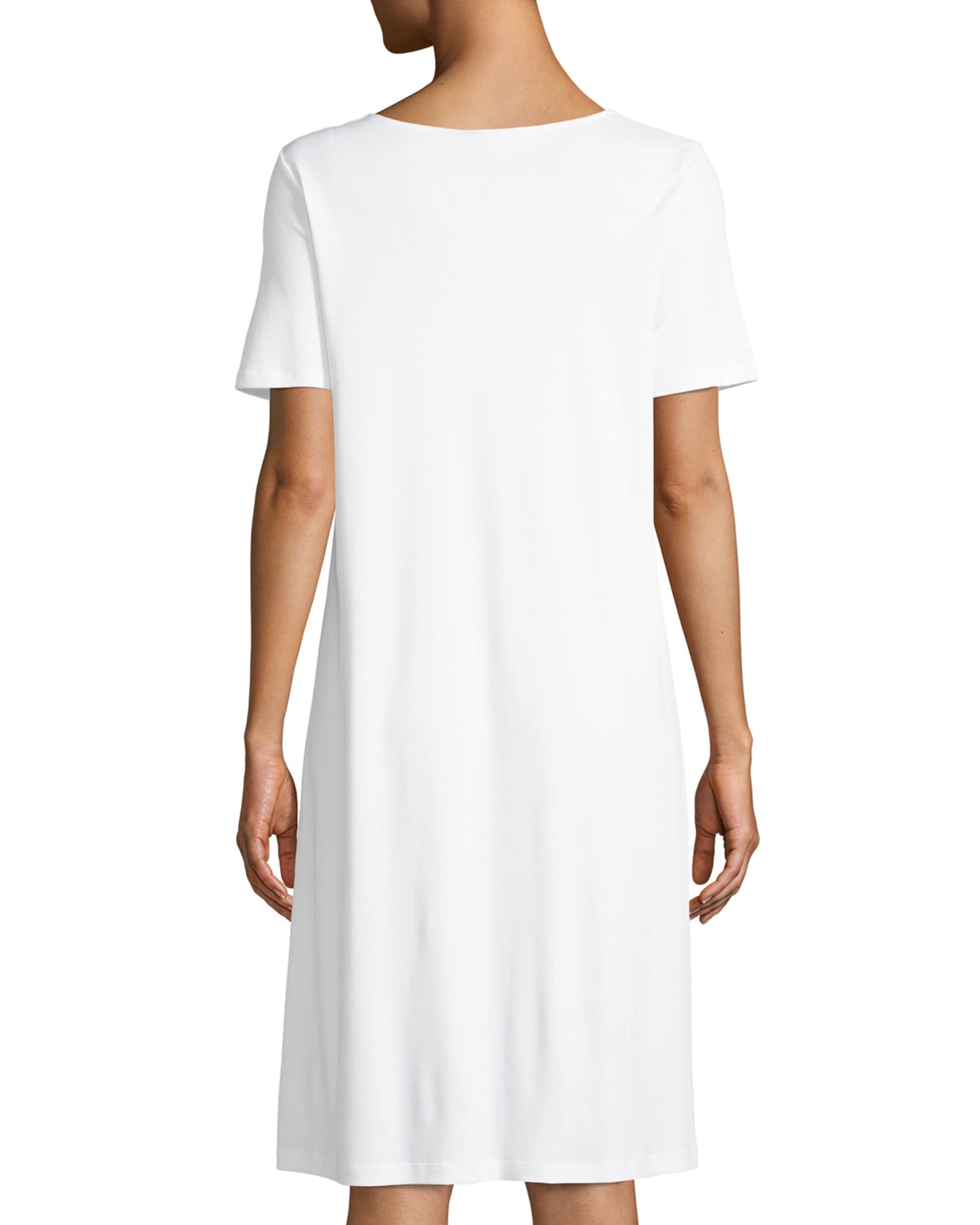 Hanro Short-Sleeve Lace-Trim Nightdress | Neiman Marcus