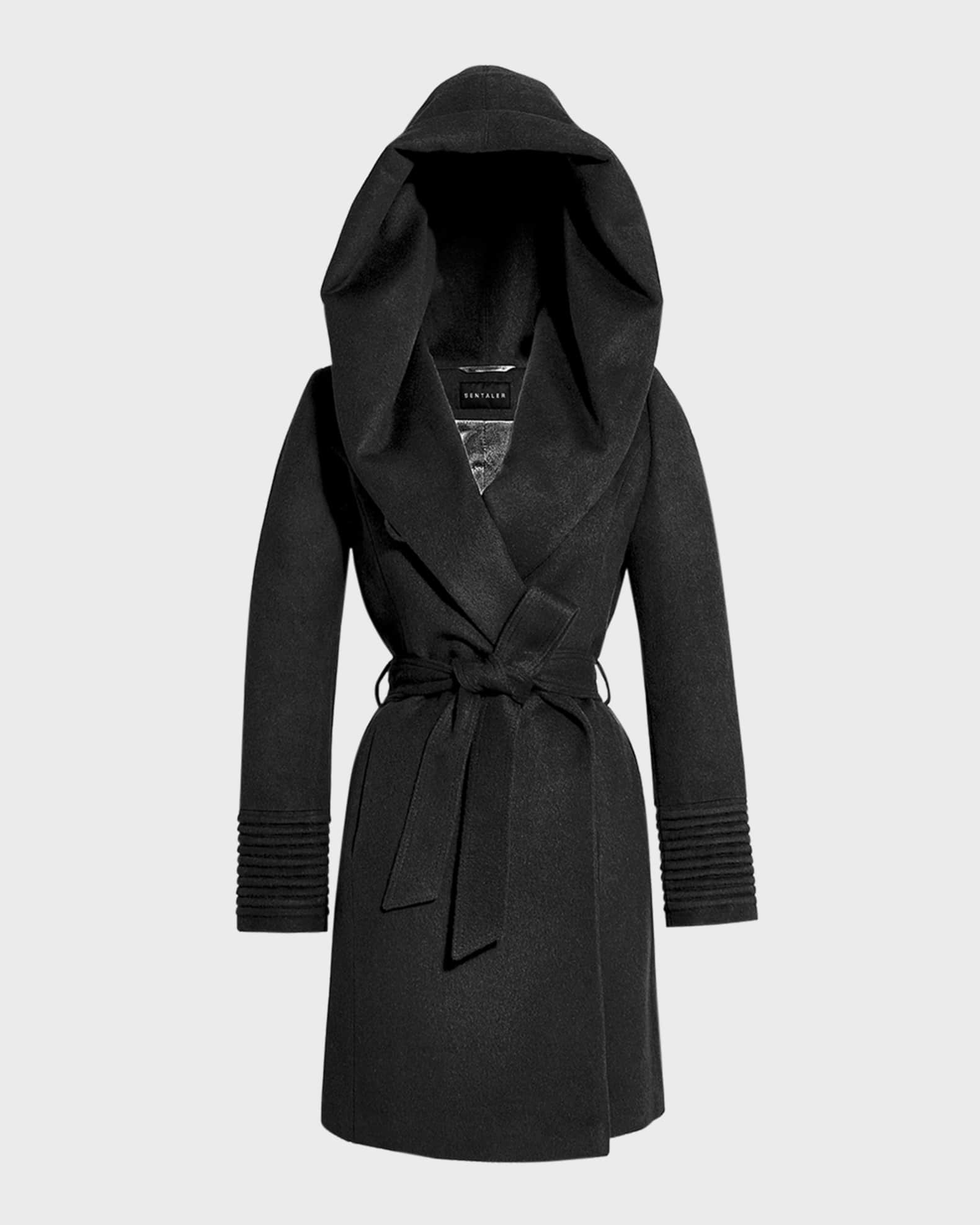 SENTALER, Hooded Belted Wool Wrap Coat, Women