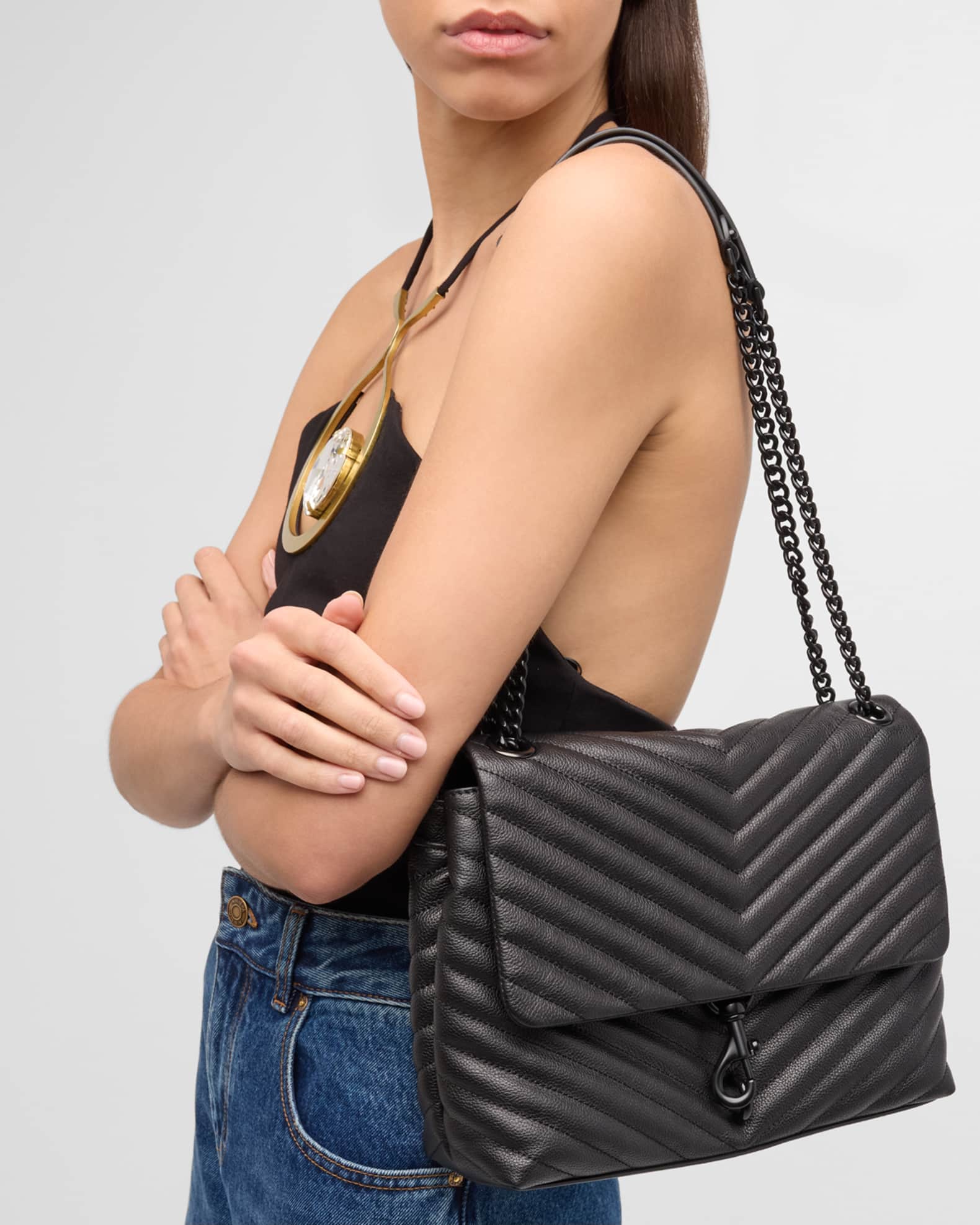 Edie quilted leather flap shoulder bag shop