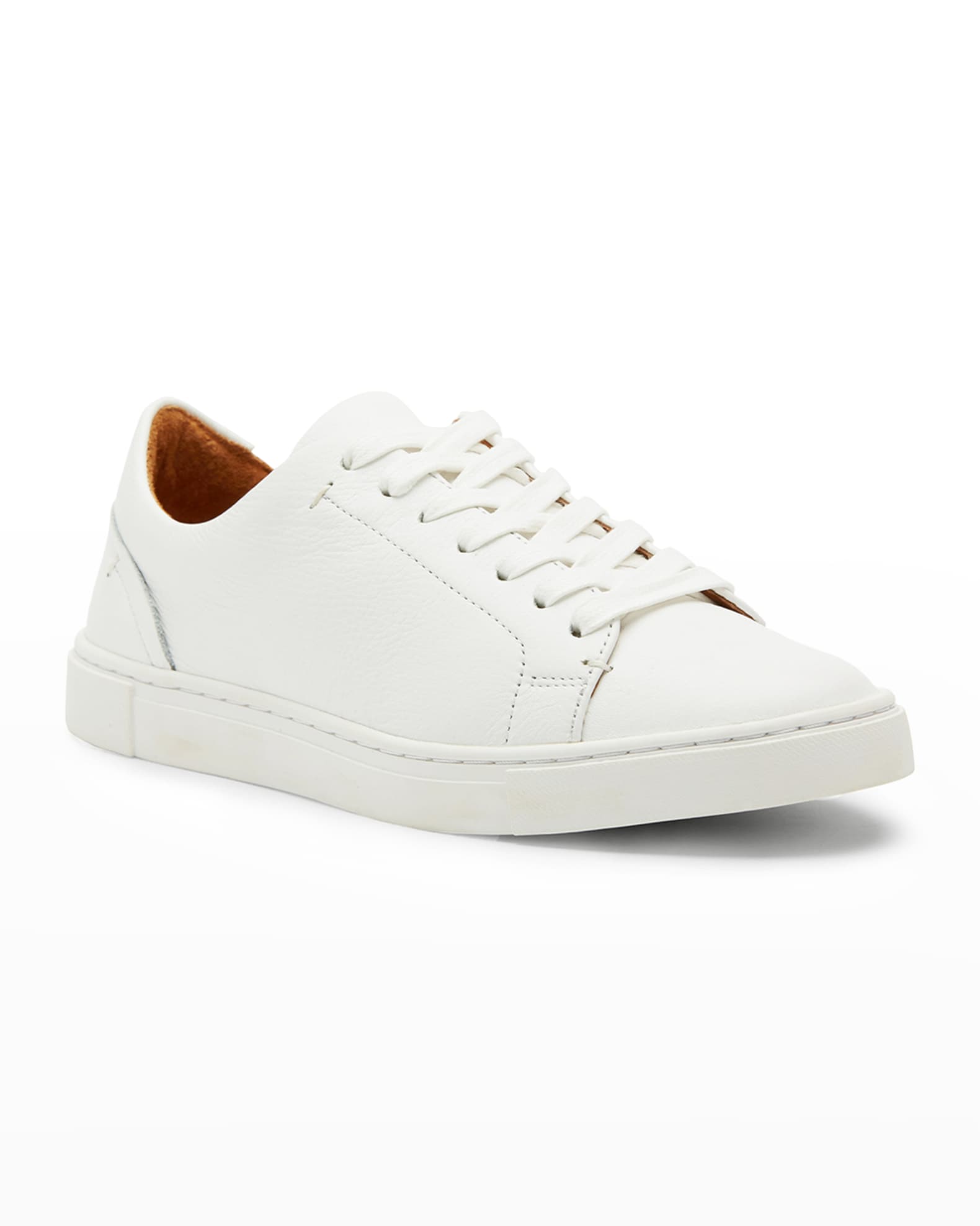 Frye Ivy Tumbled Leather Lace-Up Low-Top Sneakers | Neiman Marcus