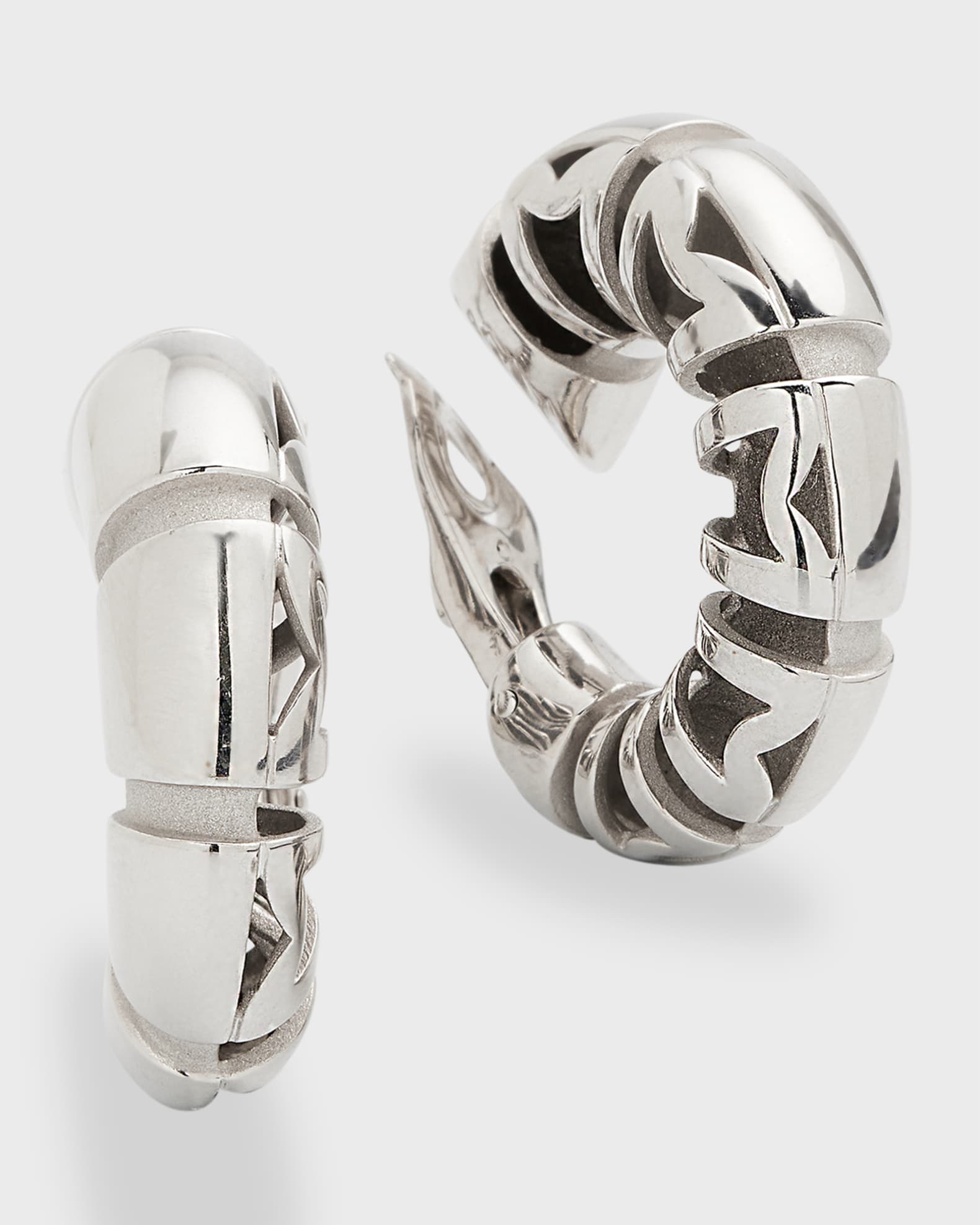 Estate Mauboussin 18K White Gold Paris Shrimp Hoop Earrings 0