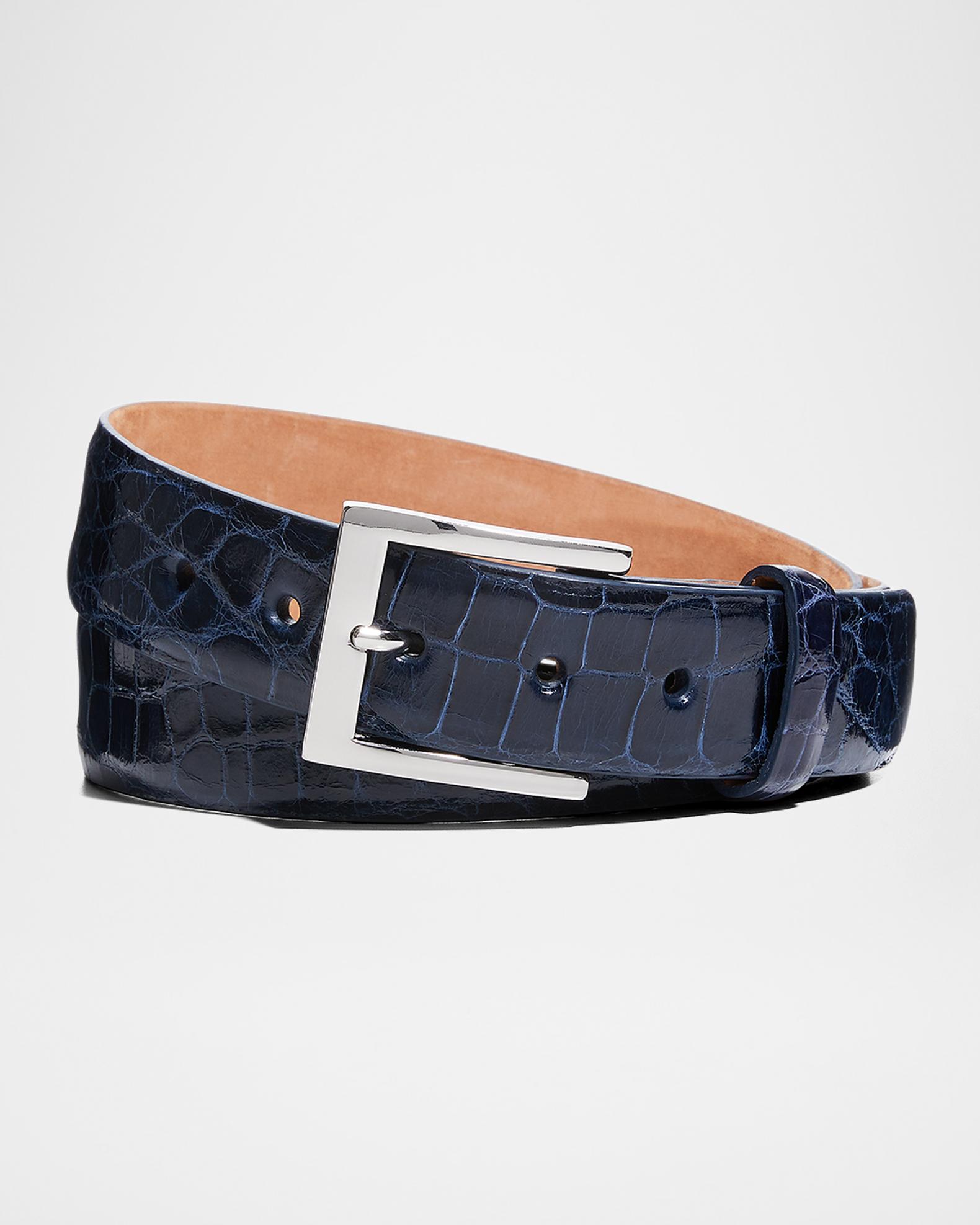 Neiman Marcus Black Alligator Belt 2 1/2” wide S/M Alligator Men main image 4