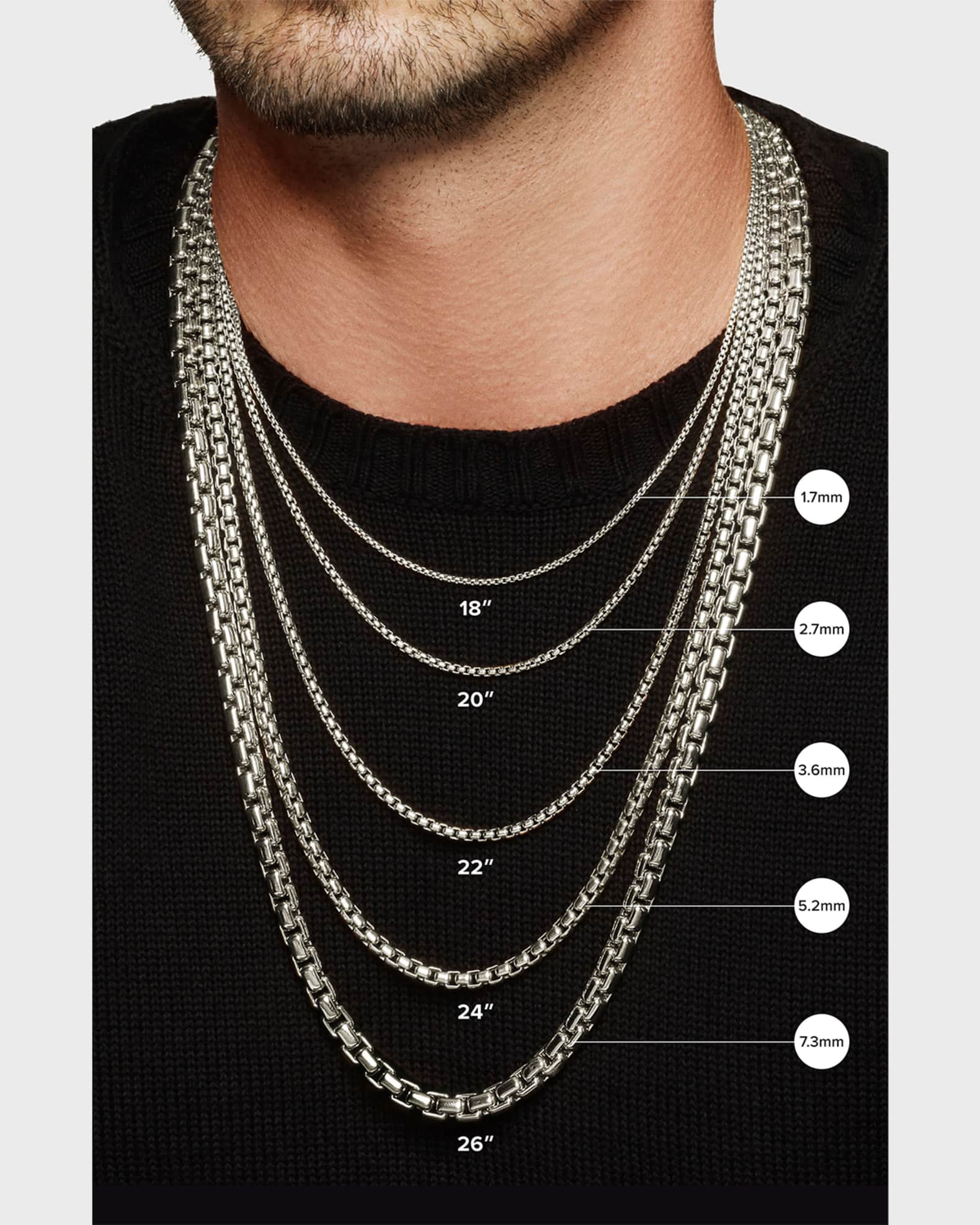 David Yurman ボックスチェーン ネックレス 22inch Men's Box Chain Necklace in Silver | Neiman Marcus