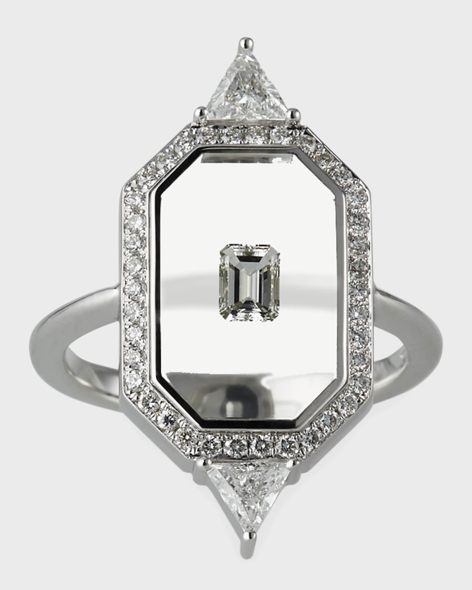 Nikos Koulis Universe Line 18k White Gold Mixed Diamond Ring Size 6.75 Neiman Marcus
