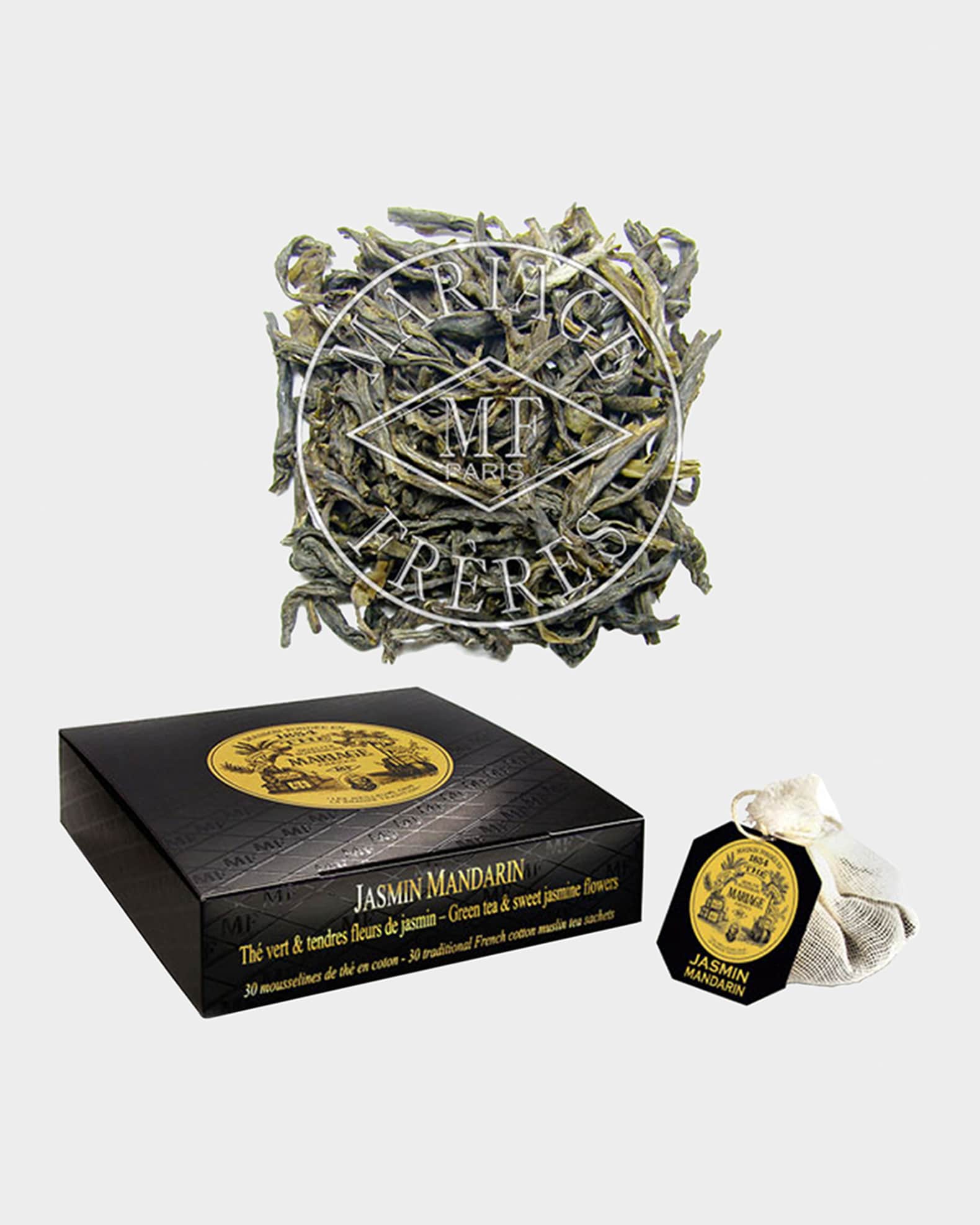 Jasmin Mandarin Muslin Tea Bags - Green Tea & Sweet Jasmine Flowers, 30 Sachets 0
