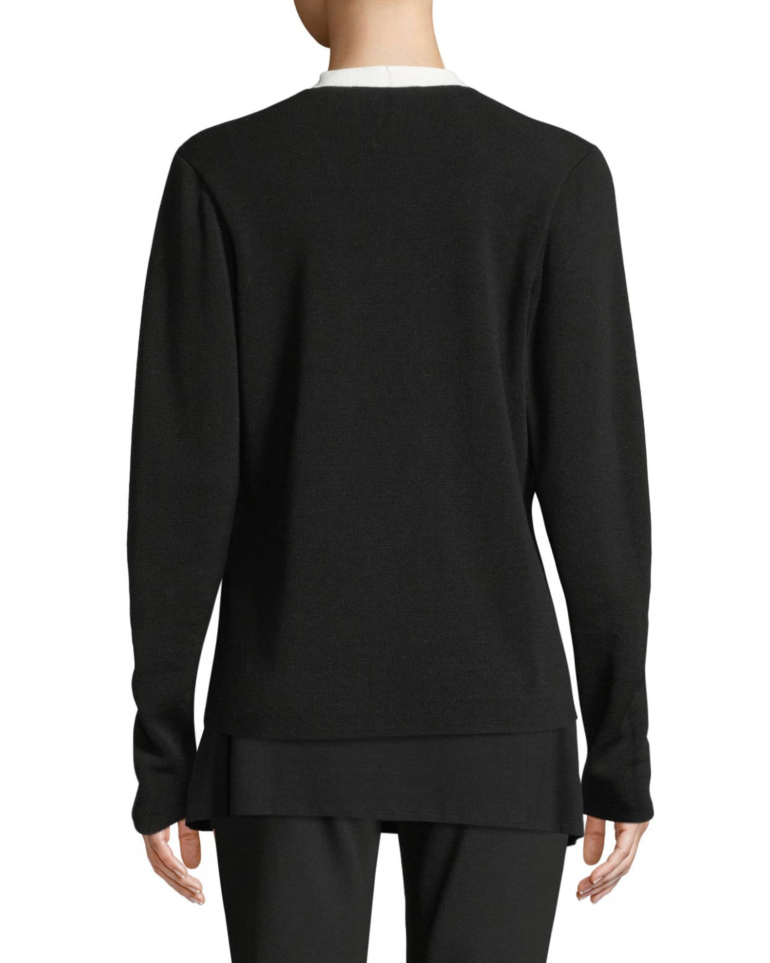 Eileen Fisher Petite Angled-Front Colorblock Cardigan | Neiman Marcus