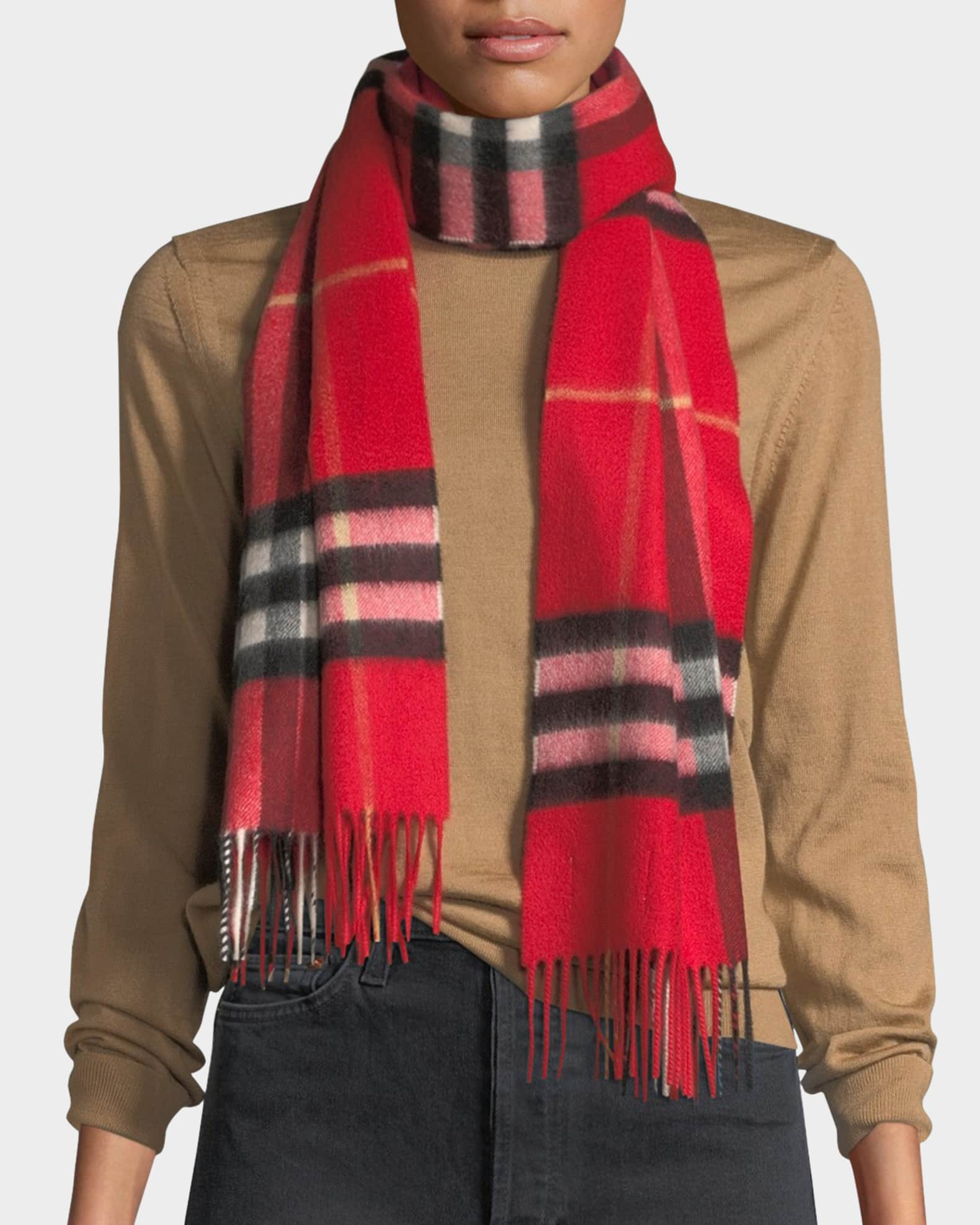 Burberry Check Wool scarf Black Plaid With White And Red Colors