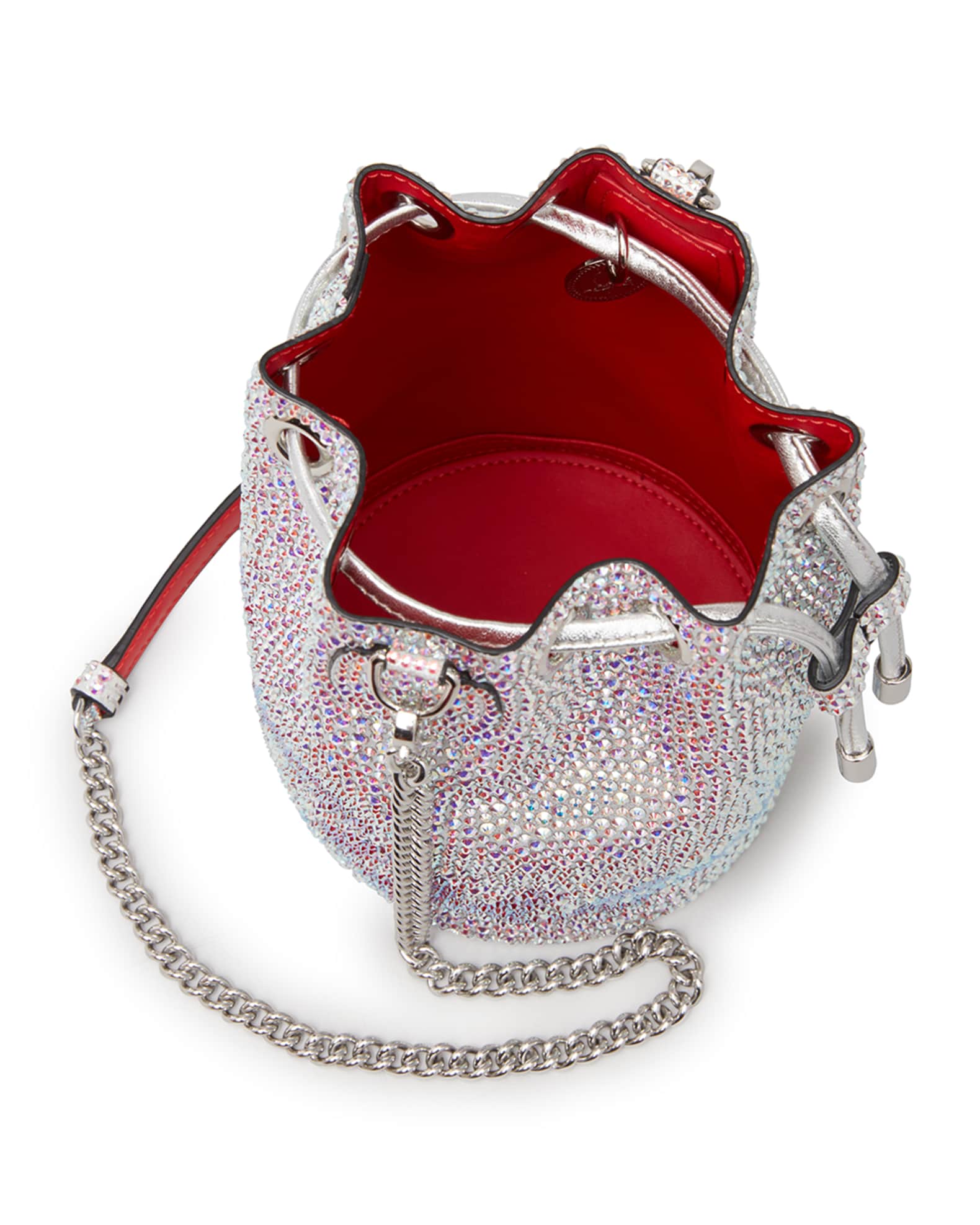Christian Louboutin Marie Jane Crystal-Beaded Suede Bucket Bag | Neiman ...