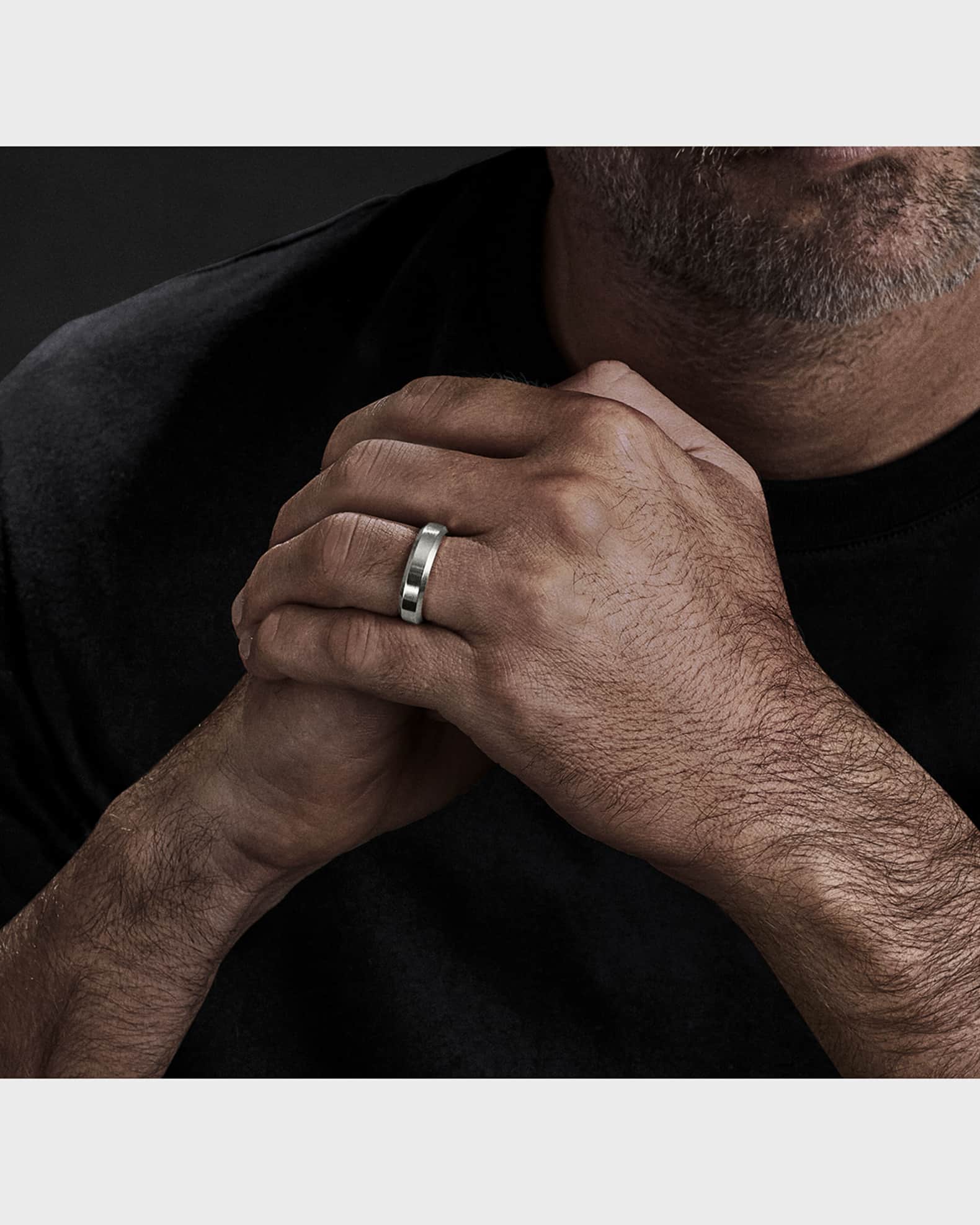 Men s Beveled Band Rings in 18K White Gold Neiman Marcus