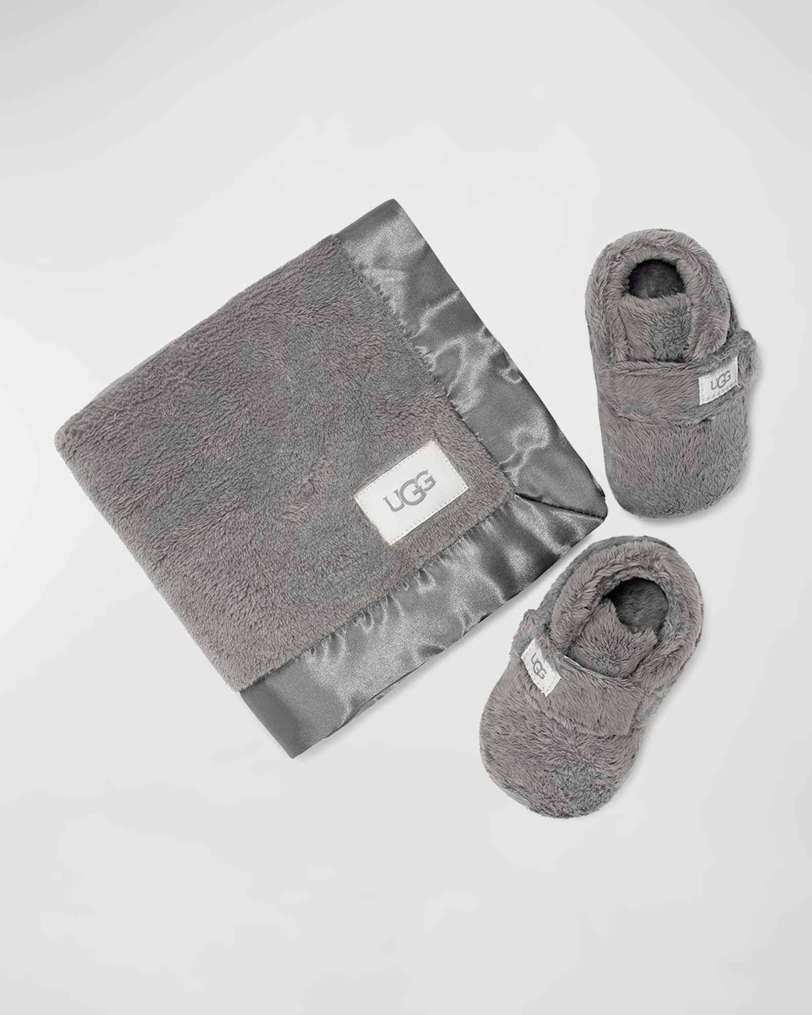 UGG Girl's Bixbee Booties & Lovey Baby Blanket Set Neiman Marcus