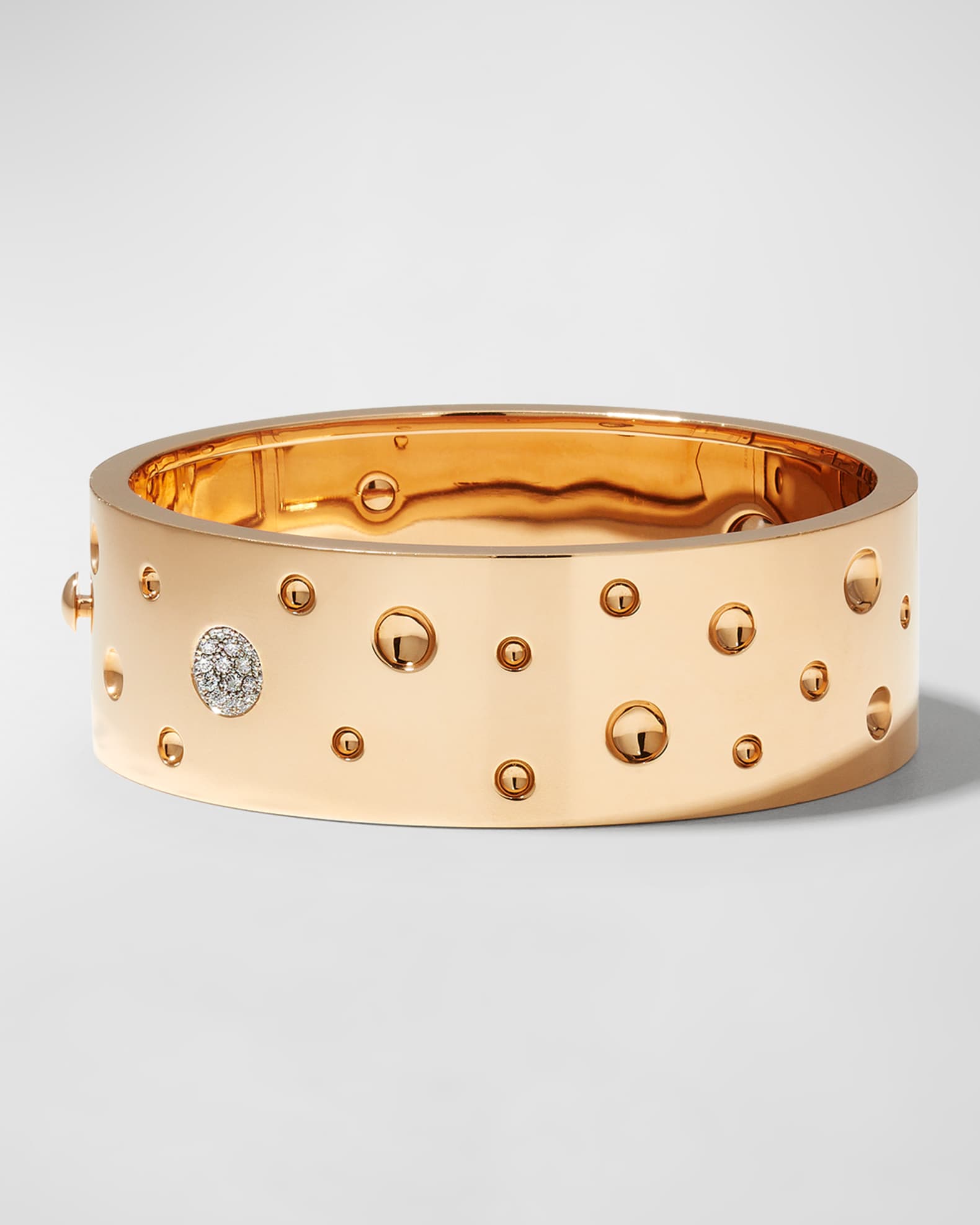 Roberto Coin Pois Moi Luna 18k Rose Gold Diamond Wide Bangle