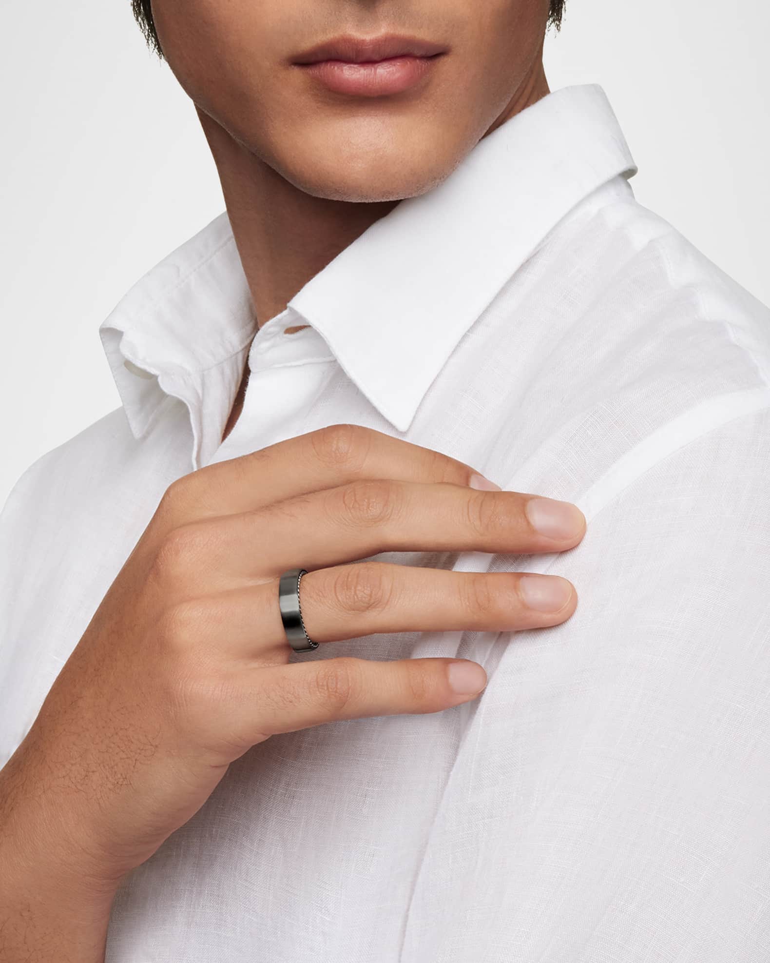 Men's Streamline Band Ring in Titanium, 6mm 1
