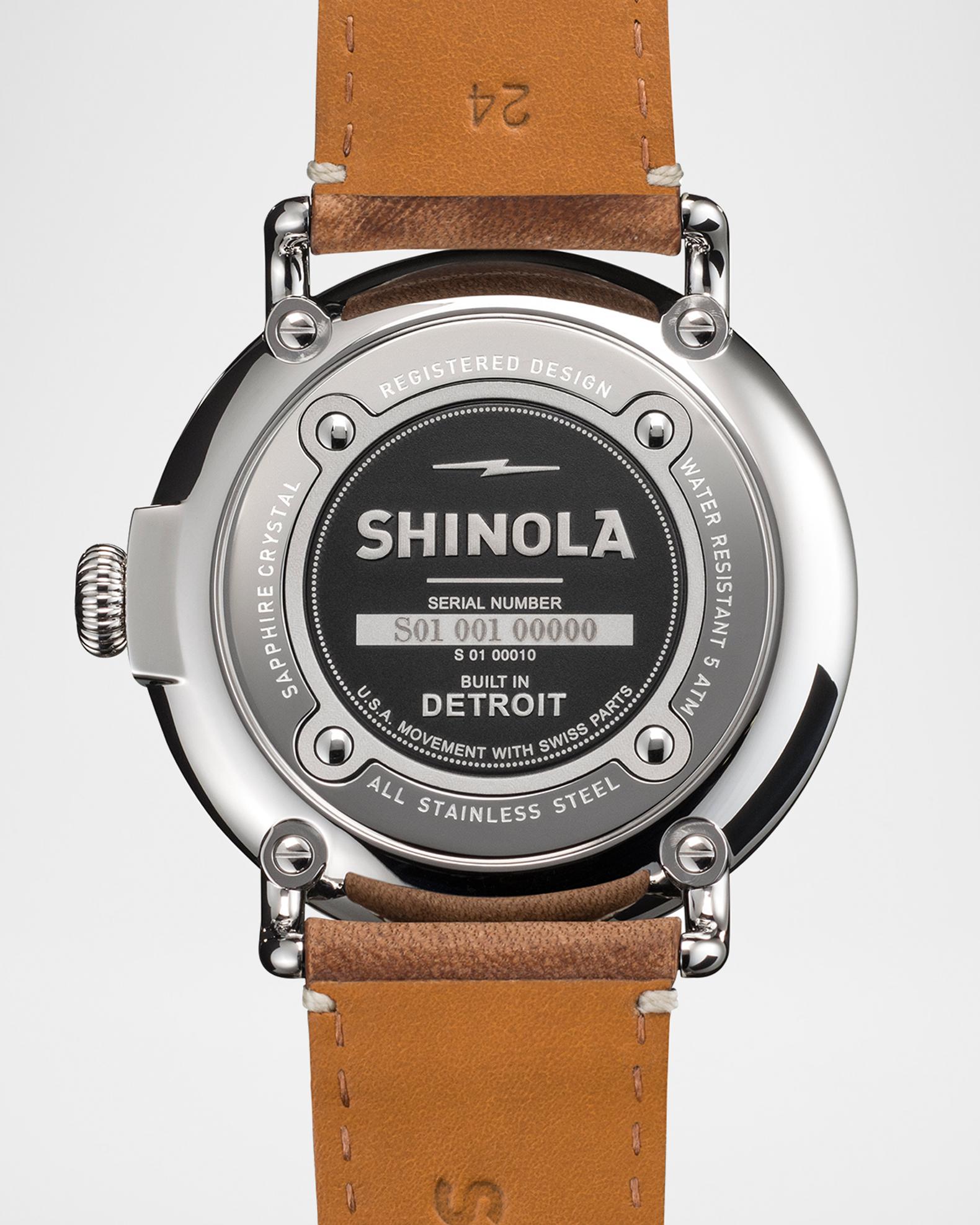 Shinola 47mm Runwell Watch, White/Brown | Neiman Marcus
