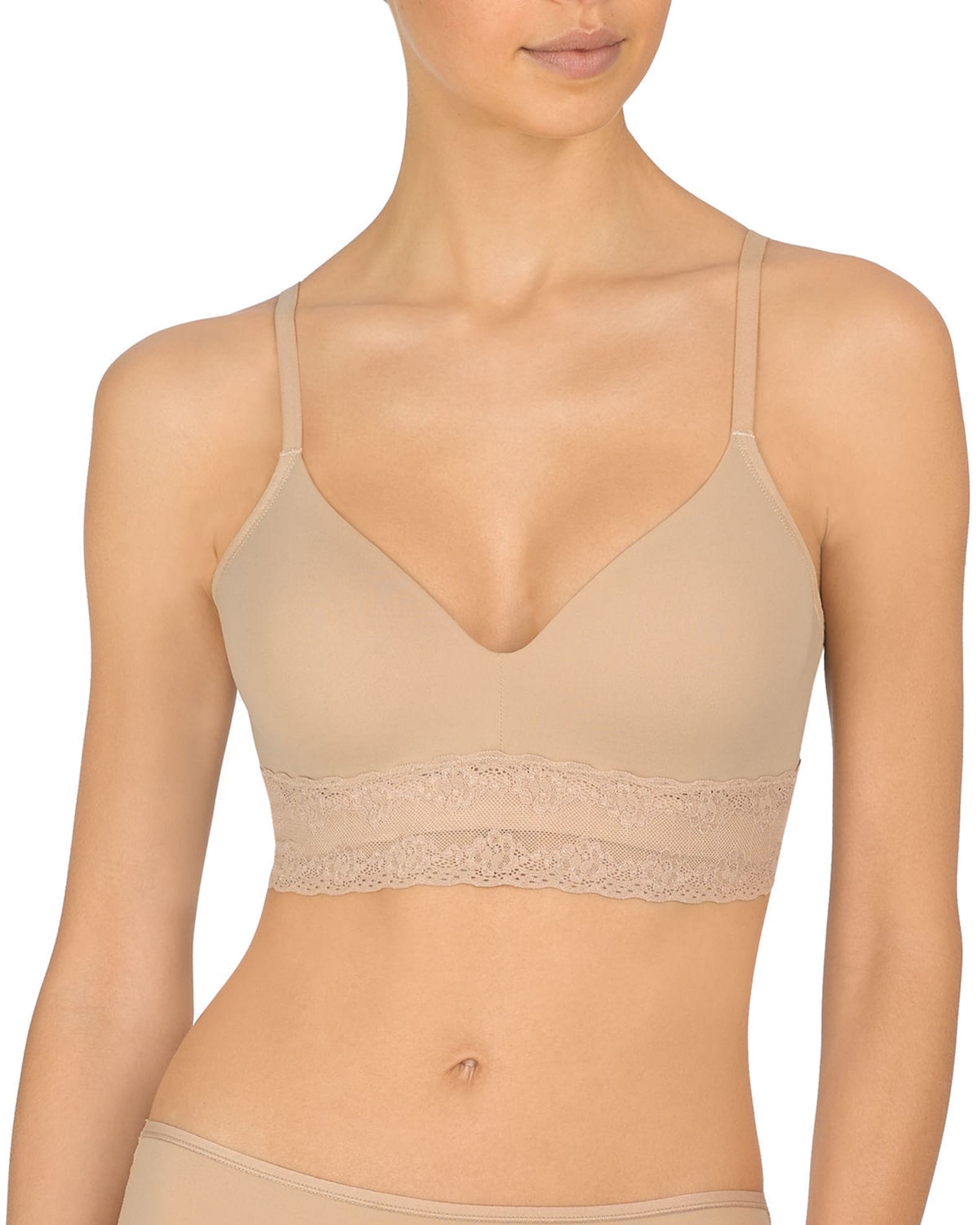 WMNS Embroidered Rose Adorned Cloth Cup Bra - Contoured Straps