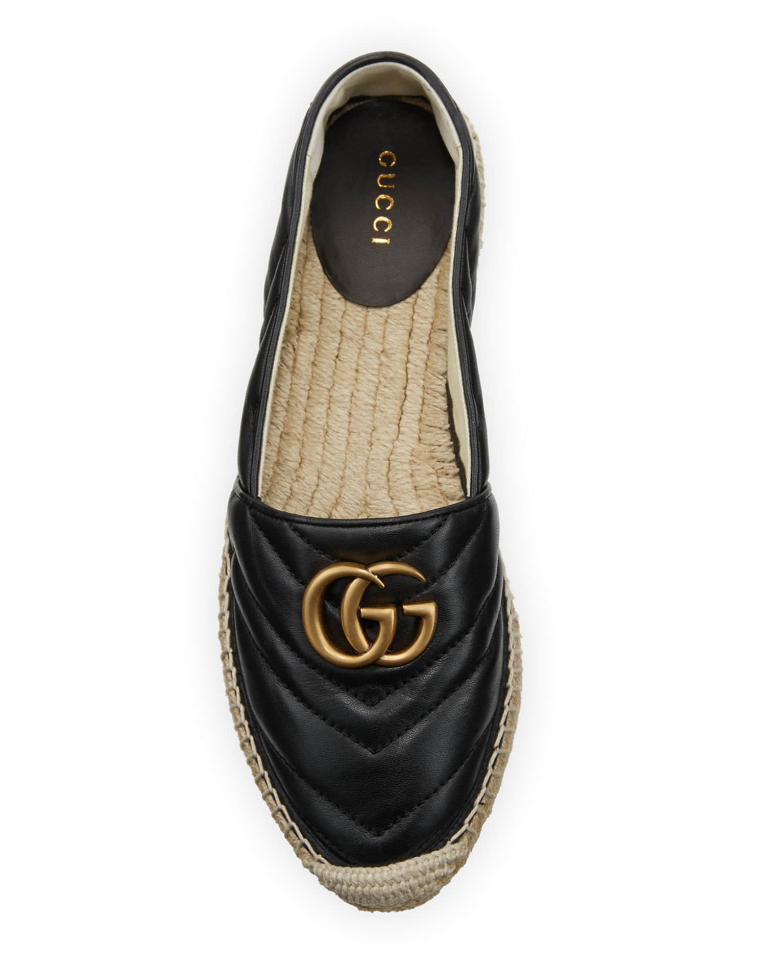 Gucci GG Ornament Leather Espadrilles | Neiman Marcus