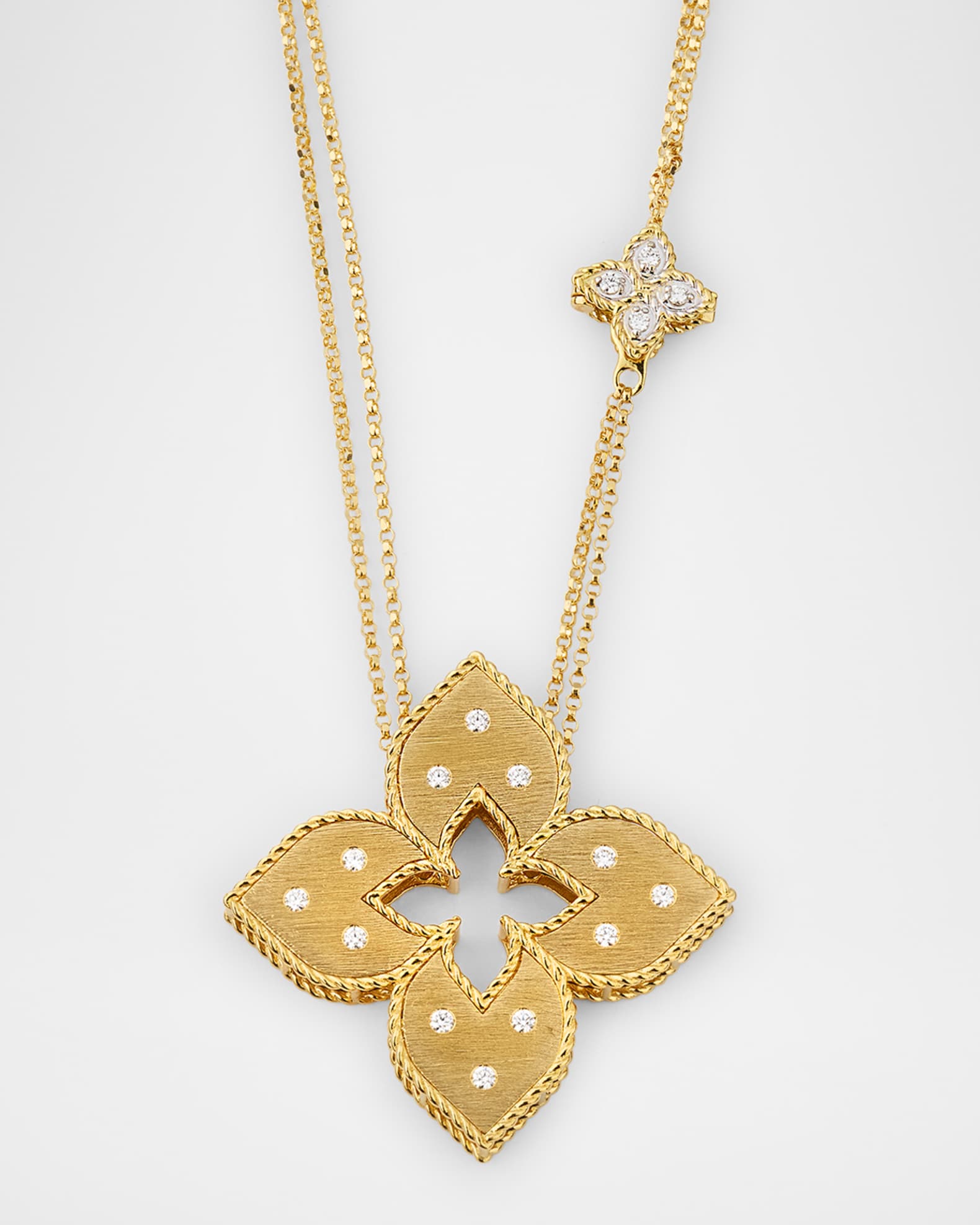 18K Yellow Gold Venetian Princess Necklace with Diamonds, 30"L 0