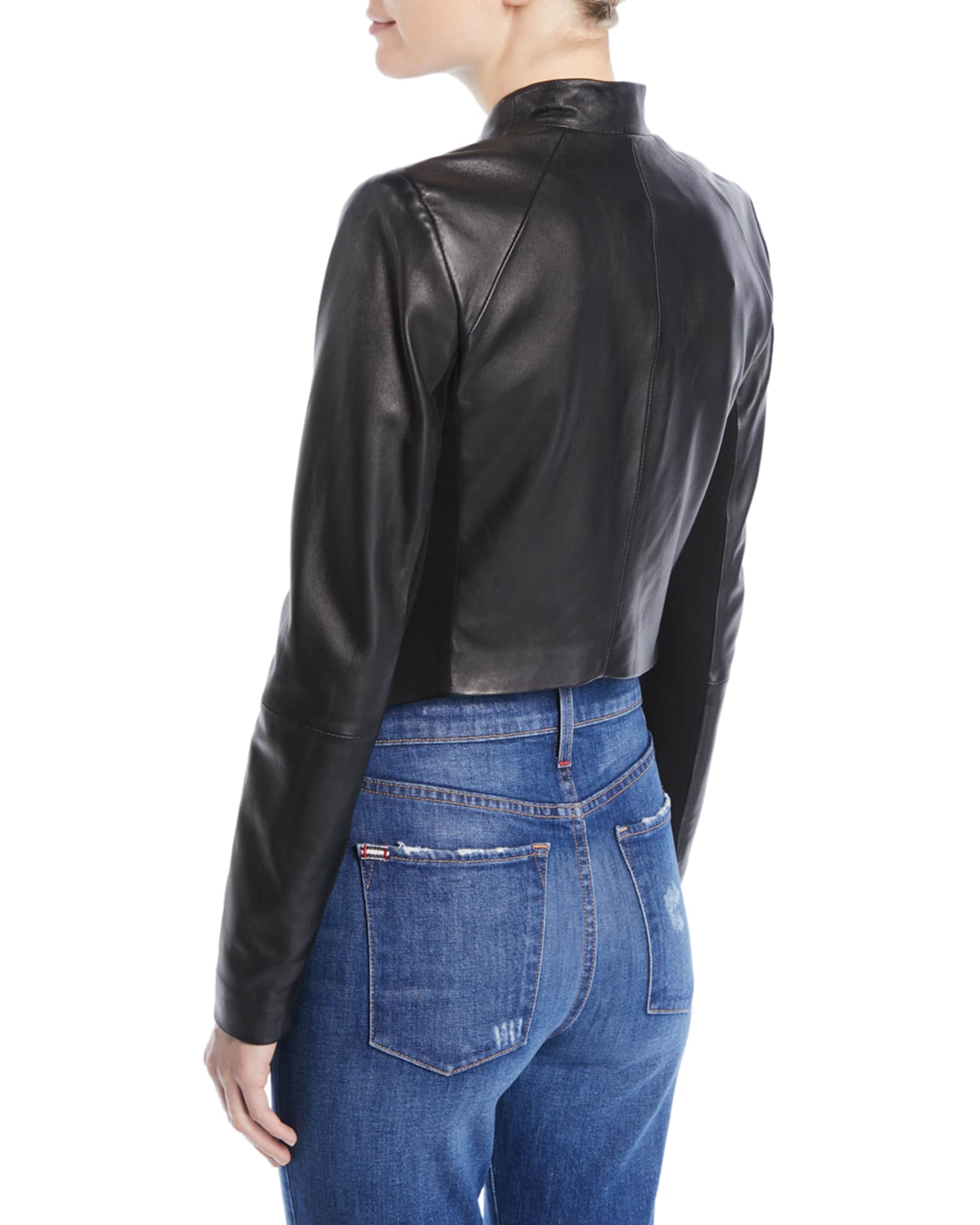 Alice Olivia Harvey Draped Open Front Leather Jacket Neiman Marcus
