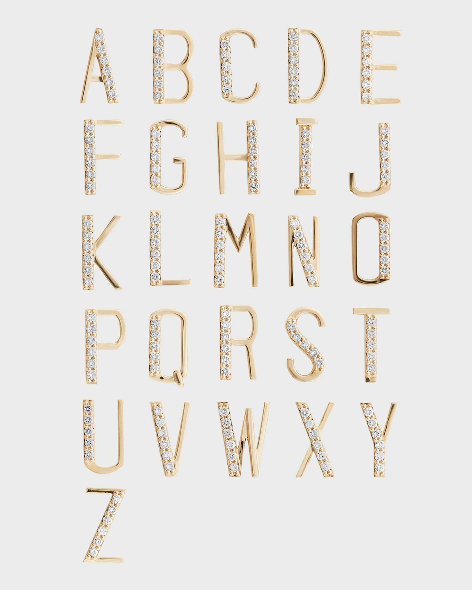 Gold Personalized Three-Letter Pendant Necklace w/ Diamonds 1