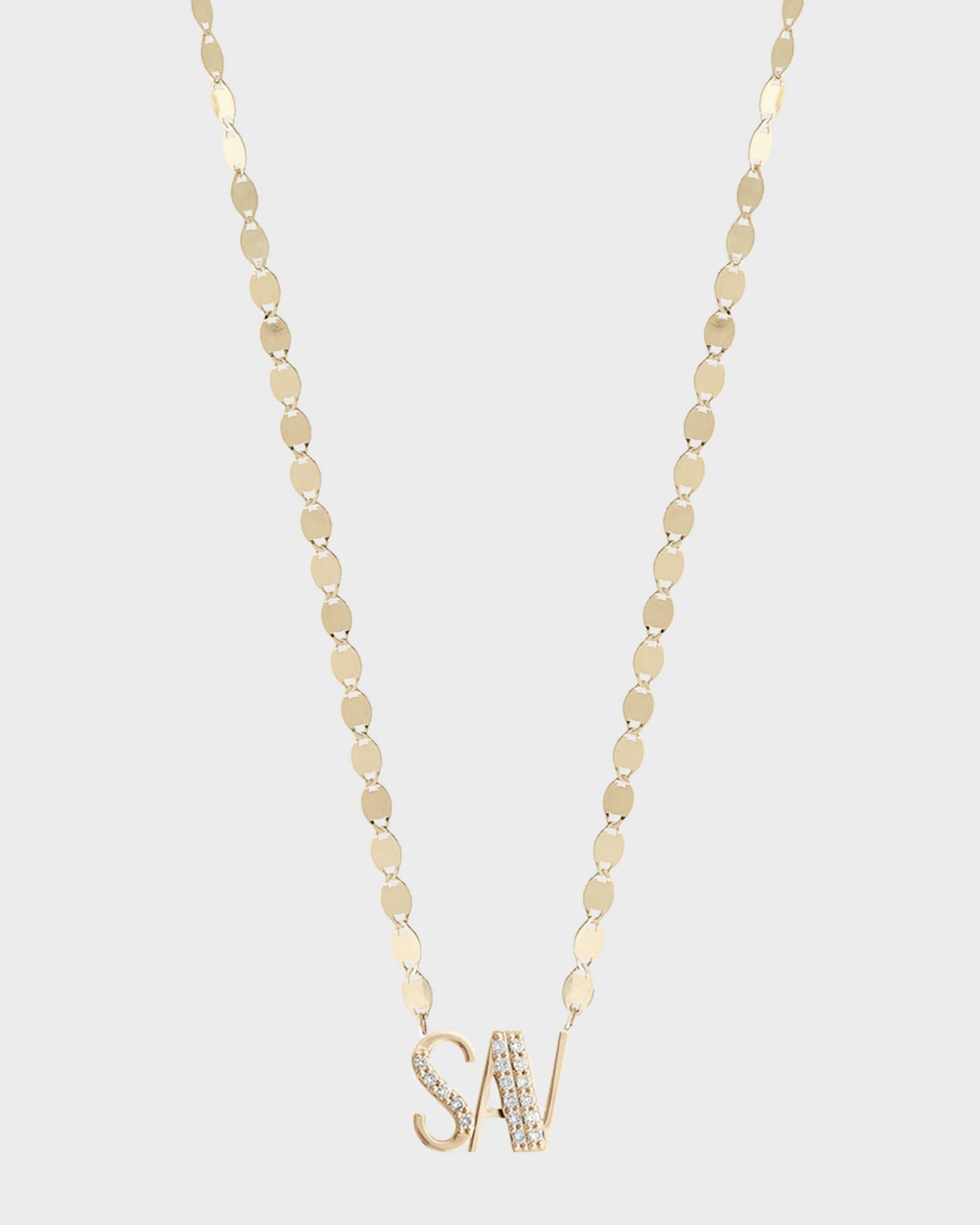 Gold Personalized Three-Letter Pendant Necklace w/ Diamonds 0