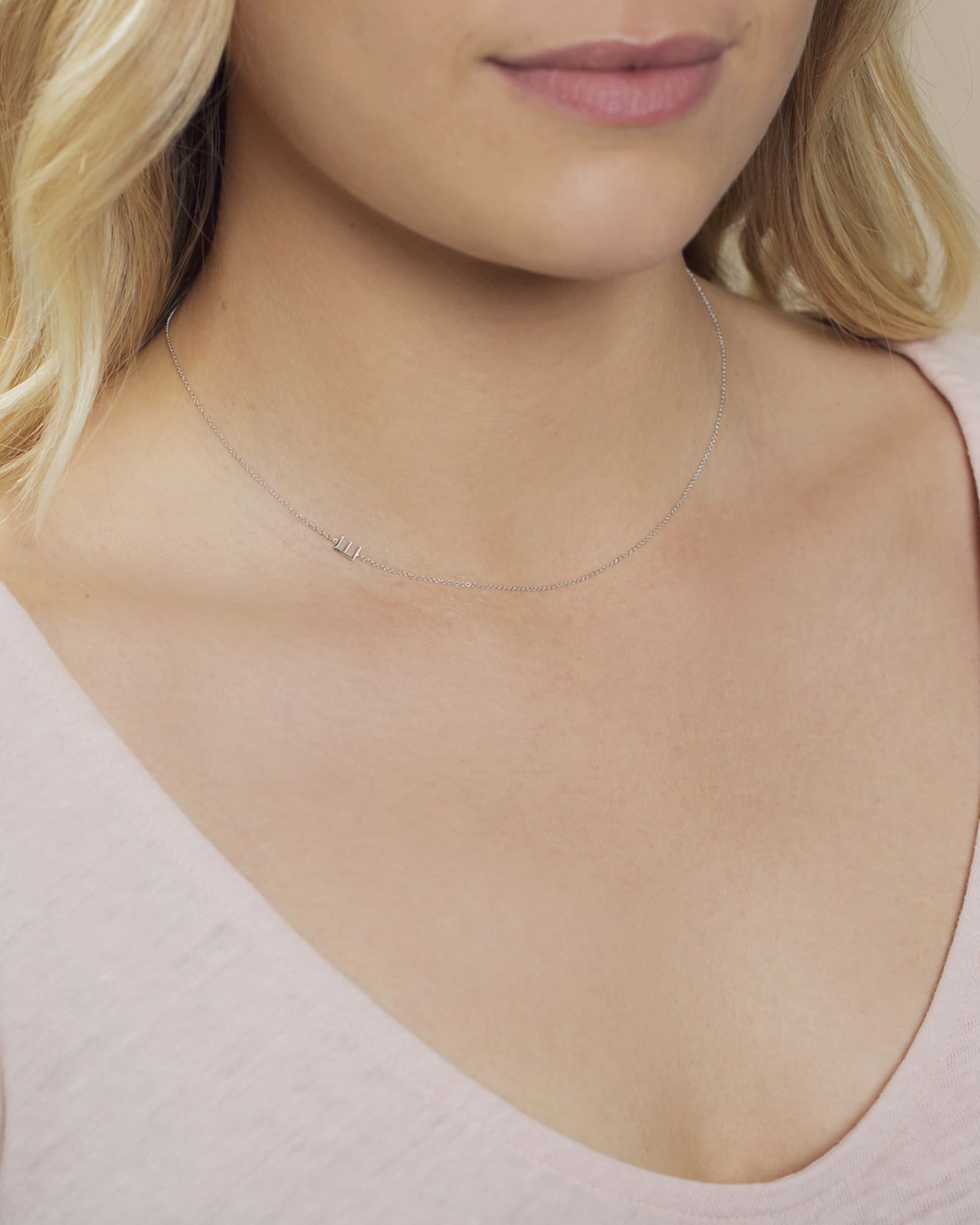 14k White Gold Mini Letter Necklace 1