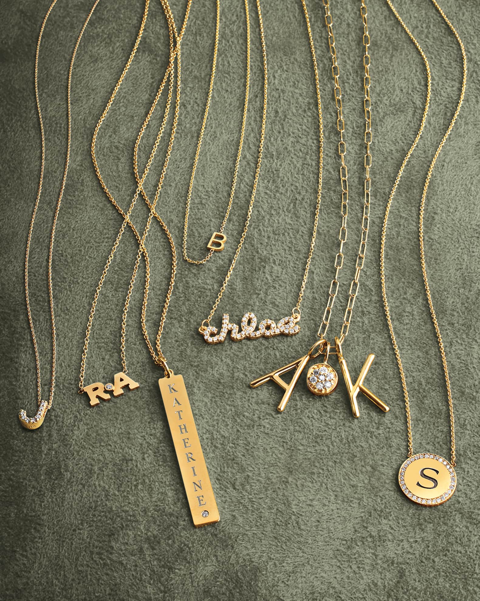 14k White Gold Mini Letter Necklace