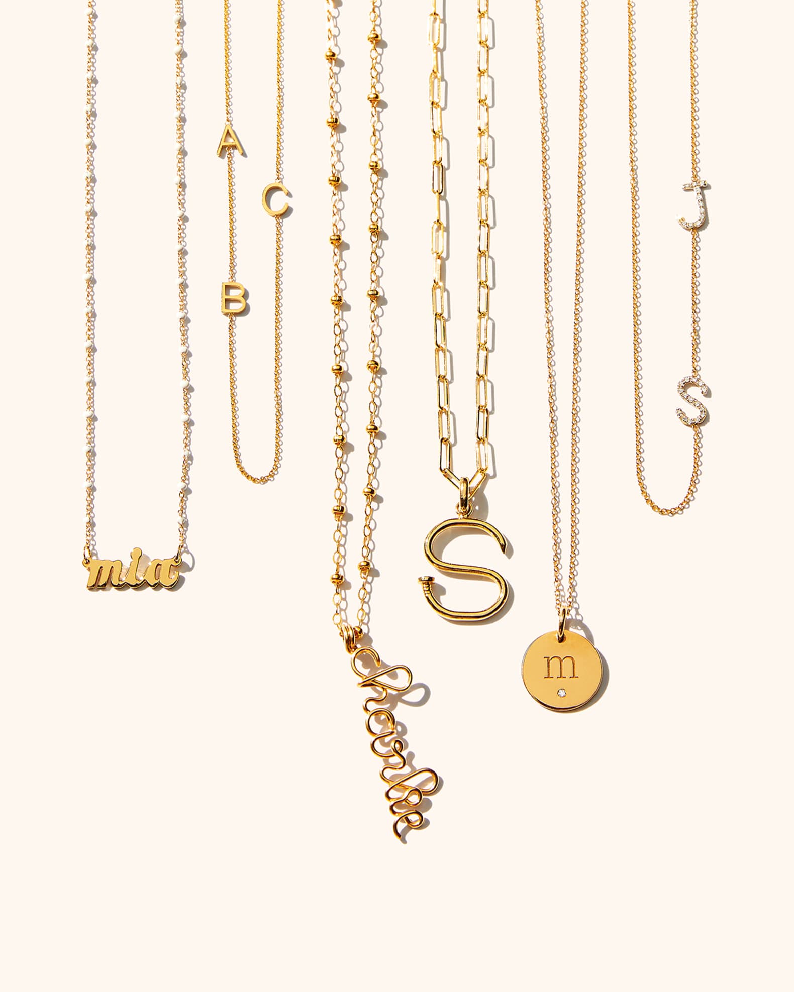 Maya Brenner Designs Mini 3 Letter Personalized Necklace 14k Yellow Gold Neiman Marcus