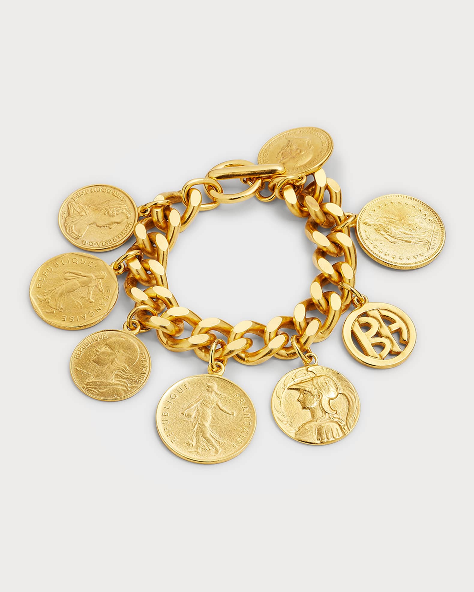 Ben-Amun Chain-Link Coin Drop Bracelet | Neiman Marcus