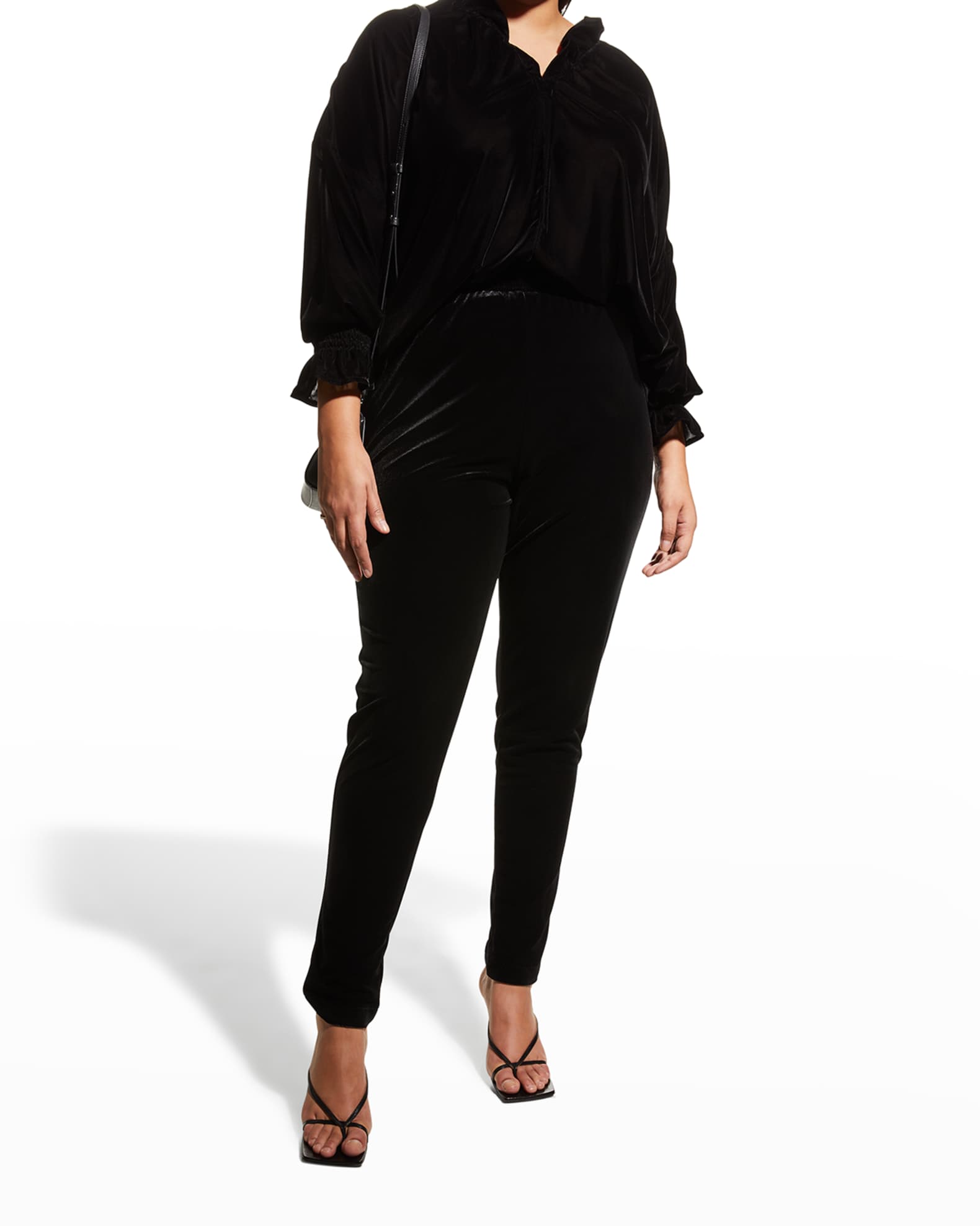 Caroline Rose Plus Plus Size Stretch Velvet Slim Legging Pants | Neiman
