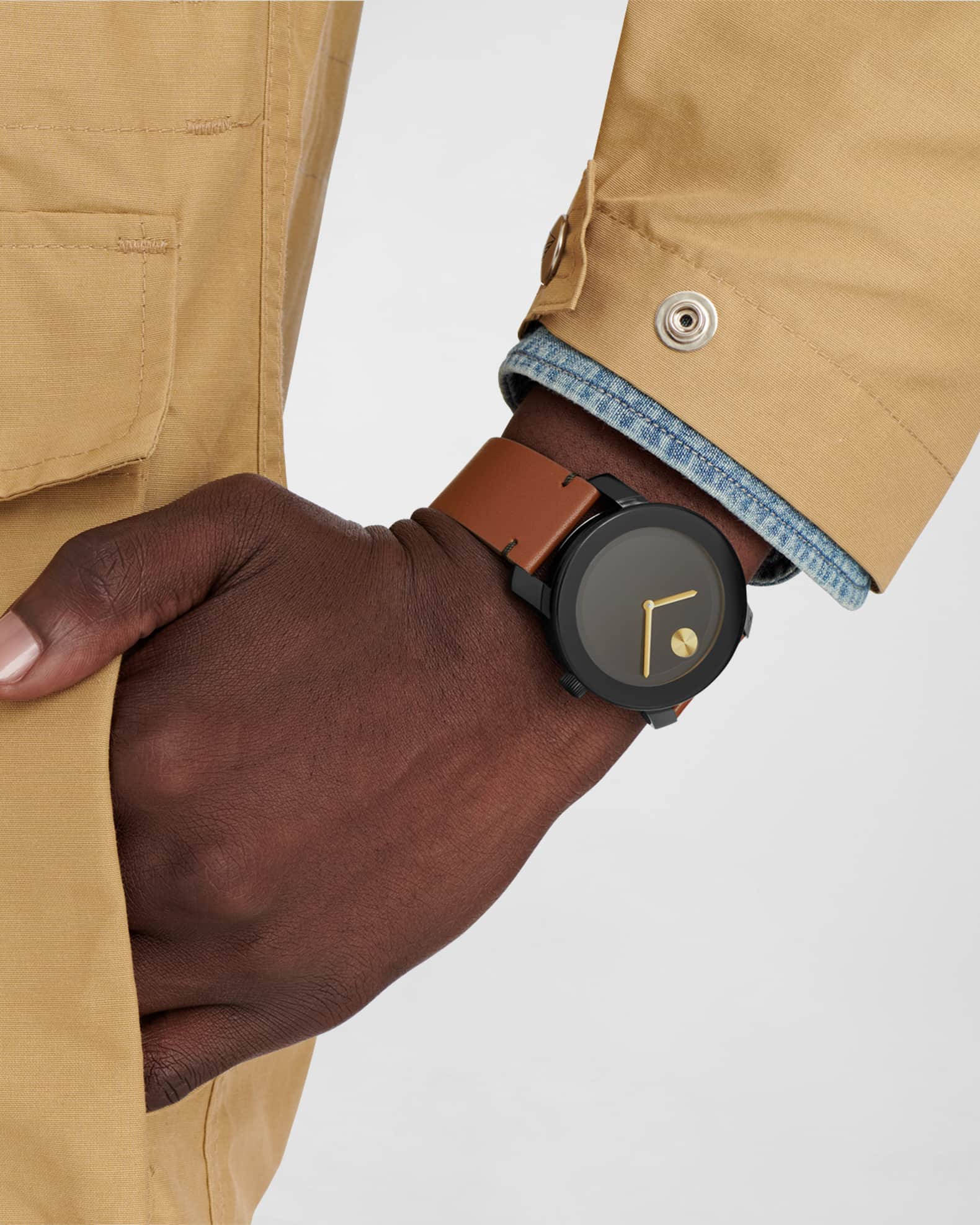 Movado Bold Men's 42mm Large Bold TR90 Watch with Leather Strap