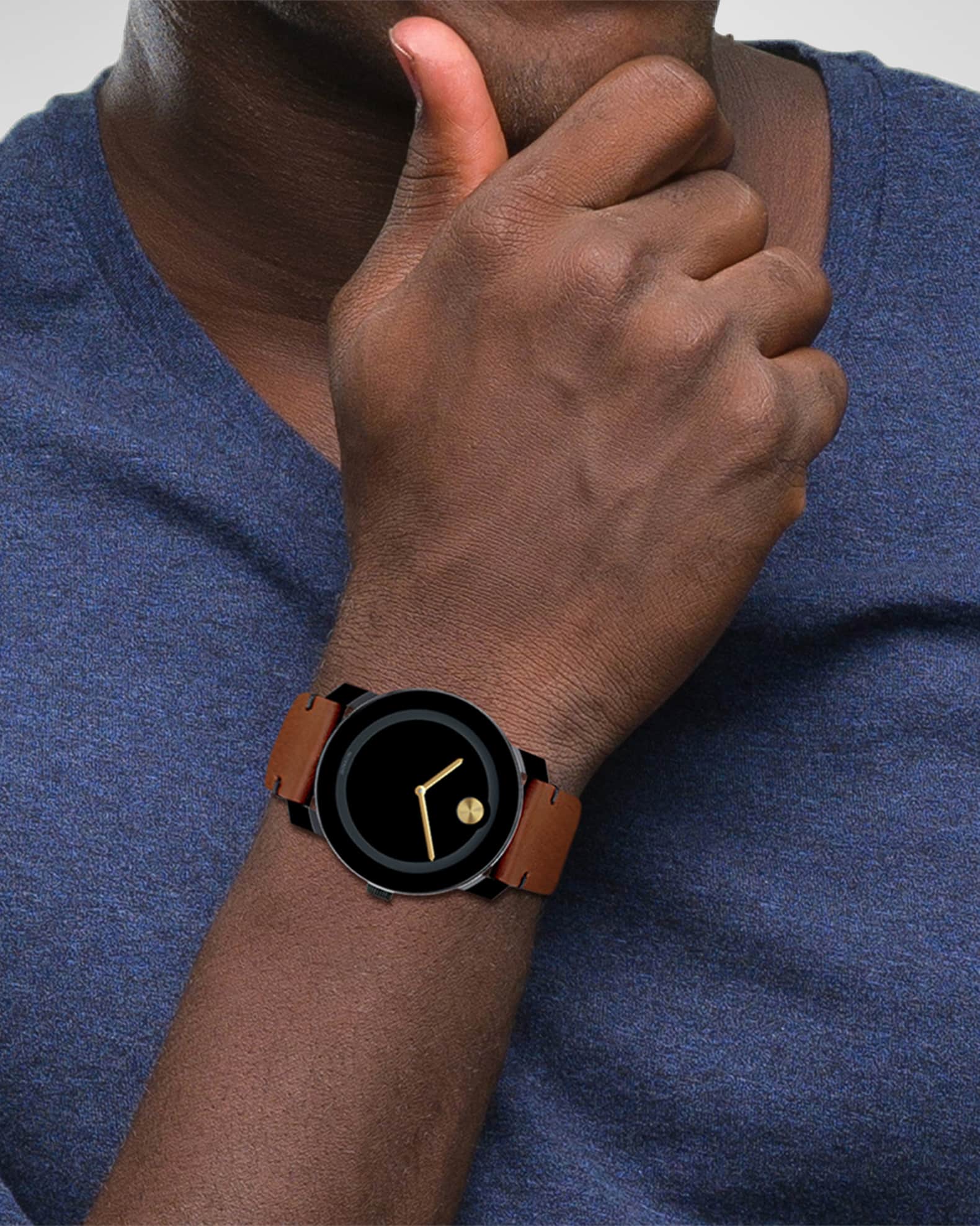 Movado Bold Men's 42mm Large Bold TR90 Watch with Leather Strap