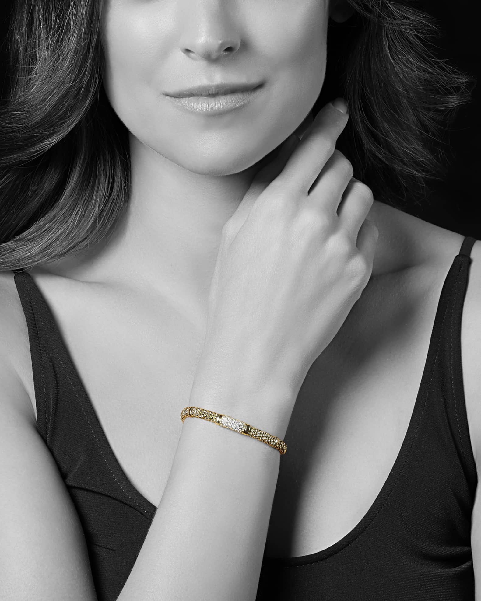 LAGOS 18k Caviar Gold 15mm Rope Bracelet w/ Diamonds | Neiman Marcus