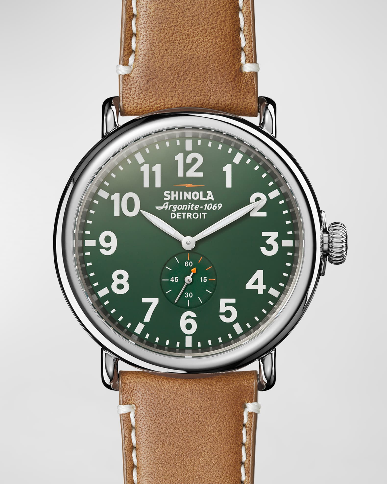Shinola Men's 47mm Runwell Men's Watch, Green/Brown | Neiman Marcus