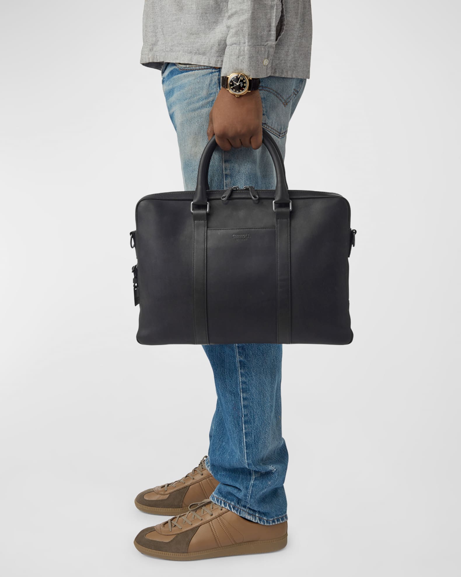 Shinola Men's Navigator Leather Laptop Briefcase | Neiman Marcus