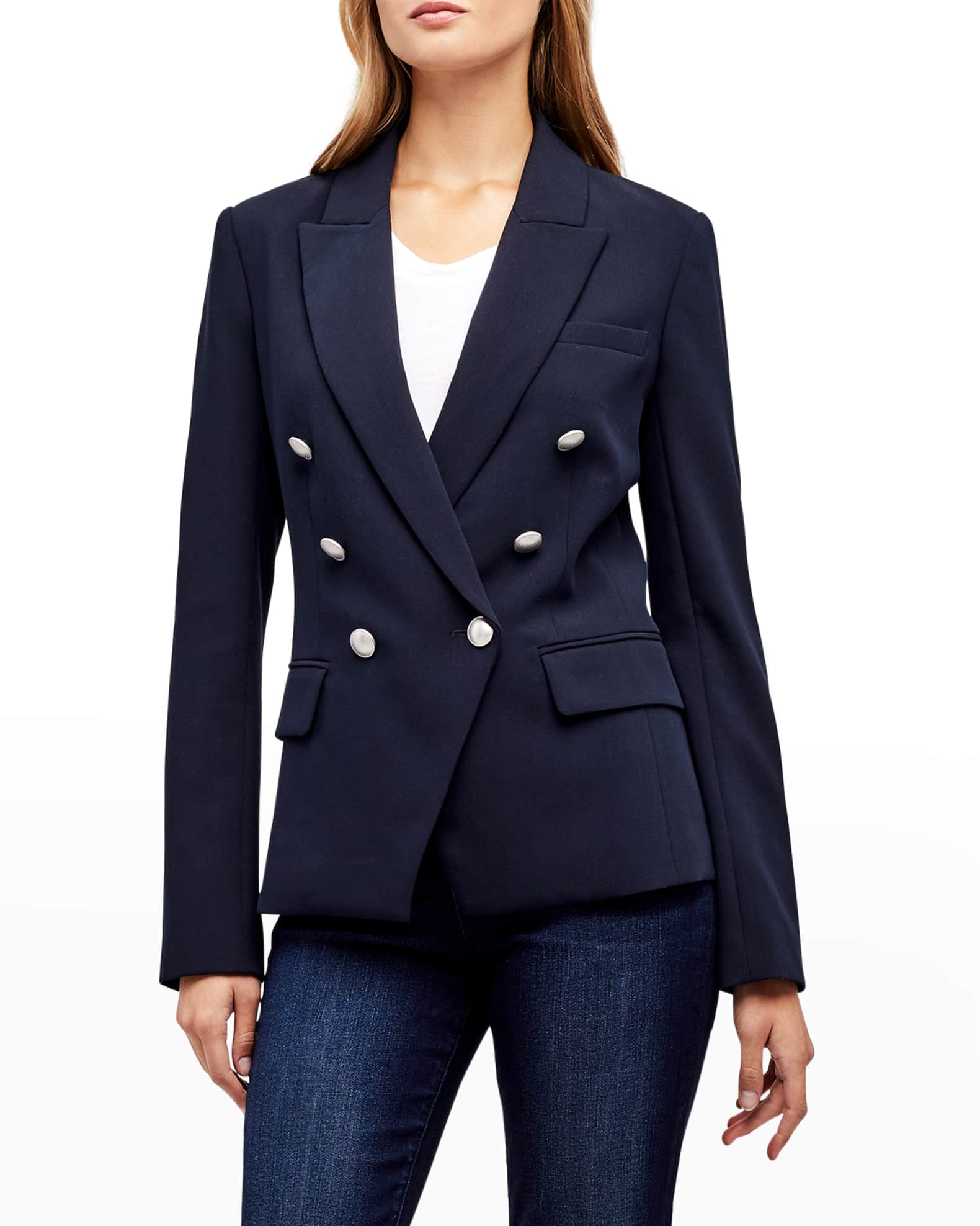 L'Agence Kenzie Double-Breasted Blazer Jacket | Neiman Marcus