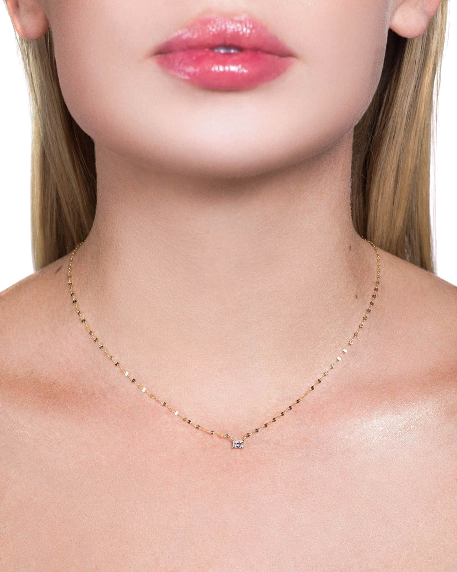 14K Gold Emerald-Cut Diamond Pendant Necklace