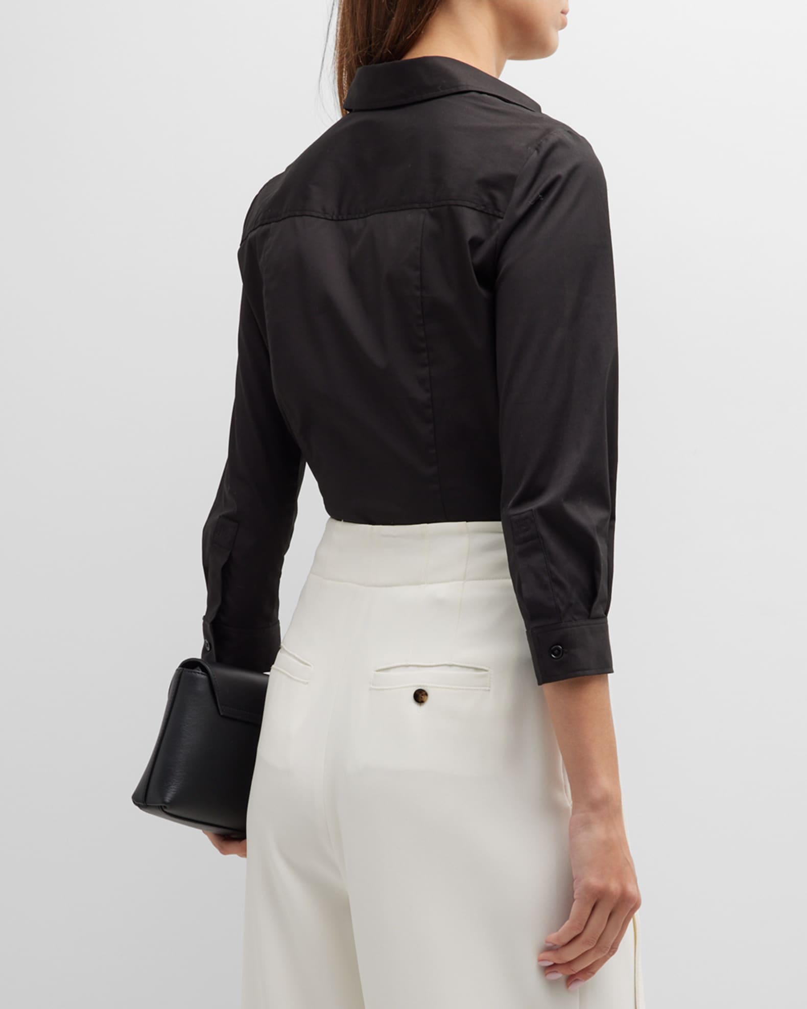 WES GORDON】BLACK V-neck georgette SHIRT