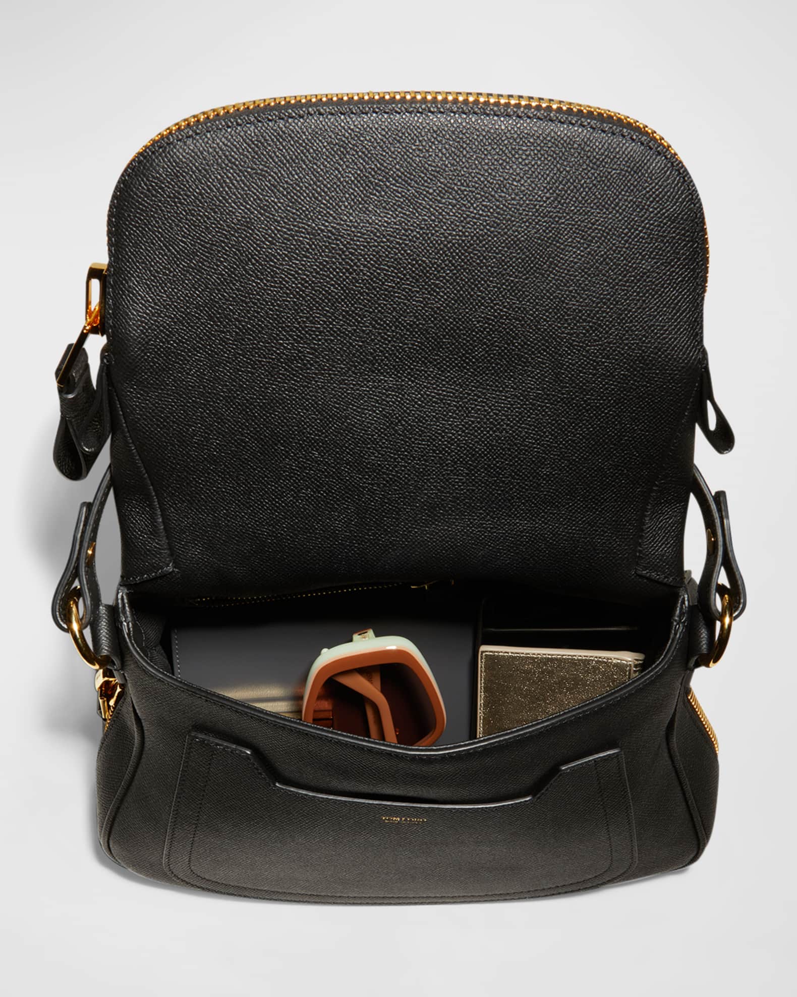 TOM FORD Jennifer Medium Double Strap Bag in Grained Leather