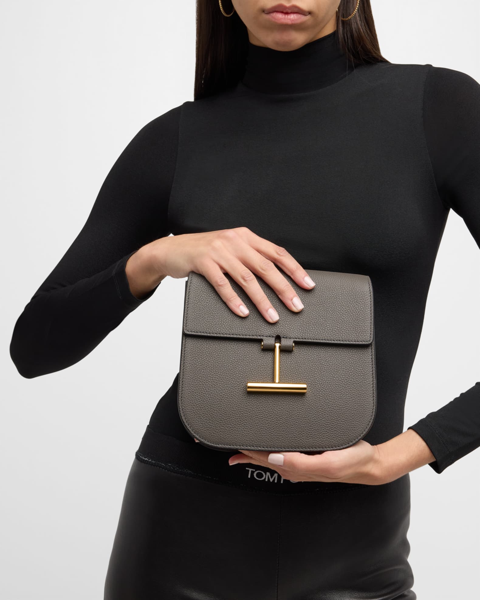 TOM FORD Tara Mini Crossbody in Grained Leather with Leather