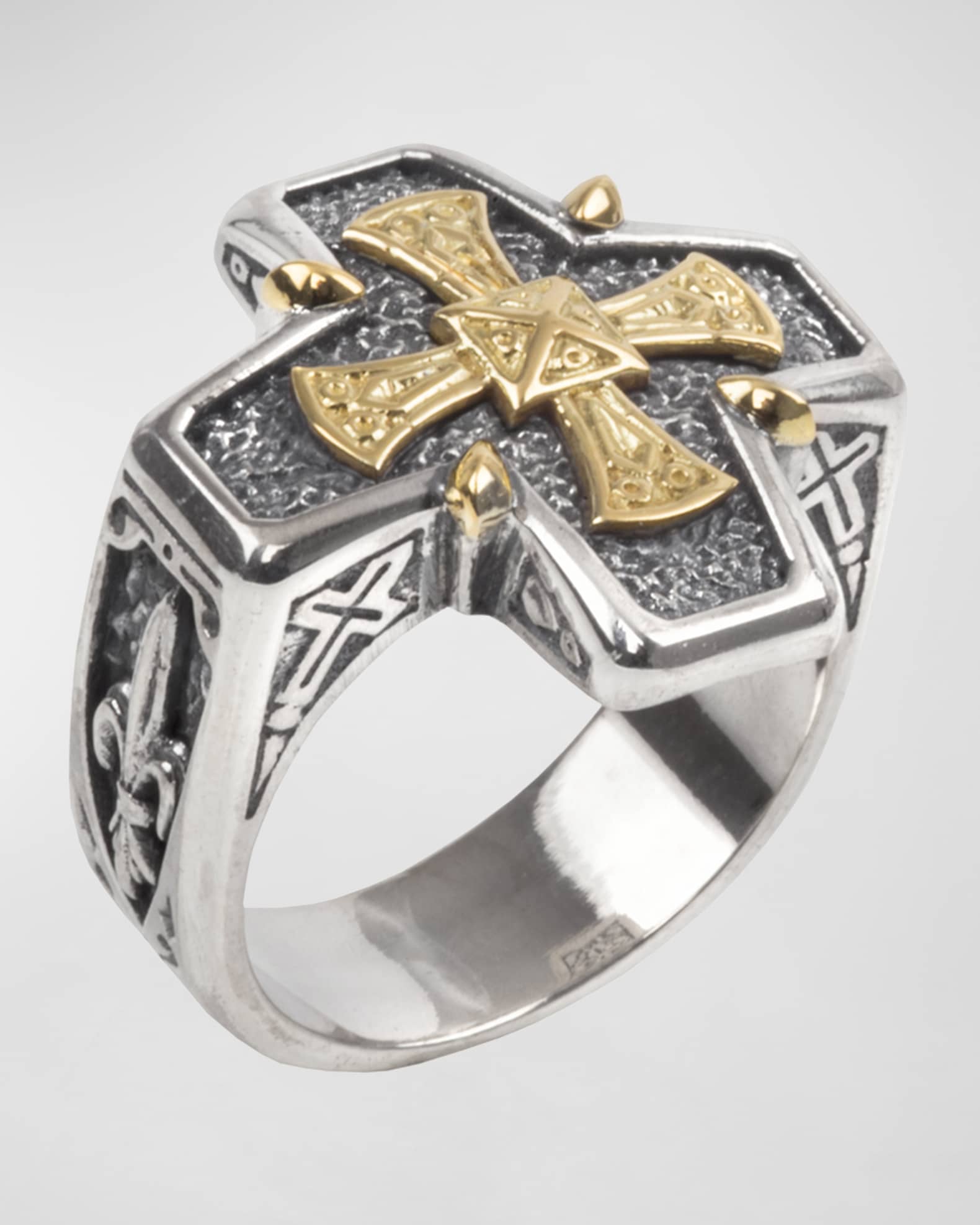 Men's Stavros 18k Gold Cross Ring 0