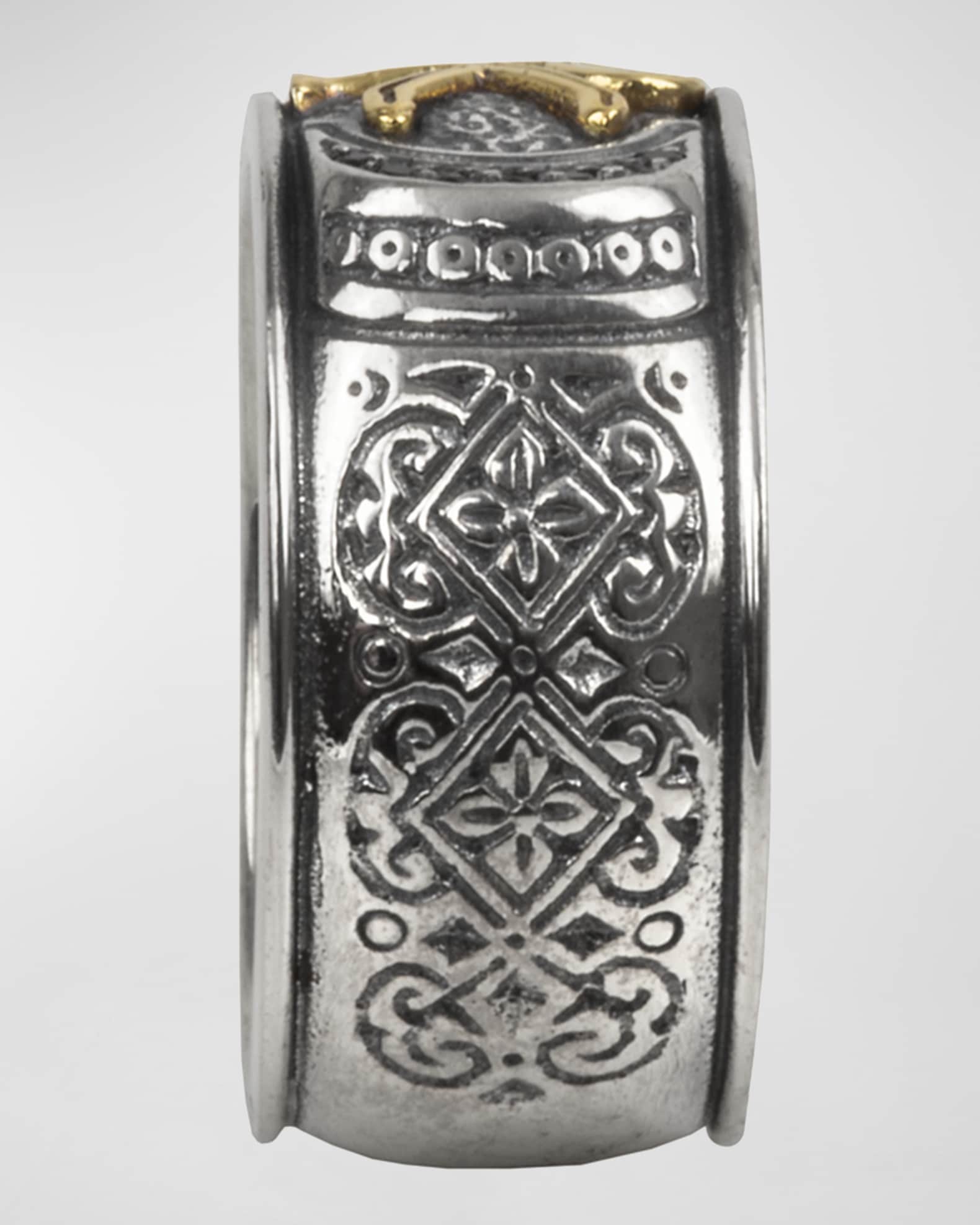 Men's Stavros 18k Gold Trim Ring 1